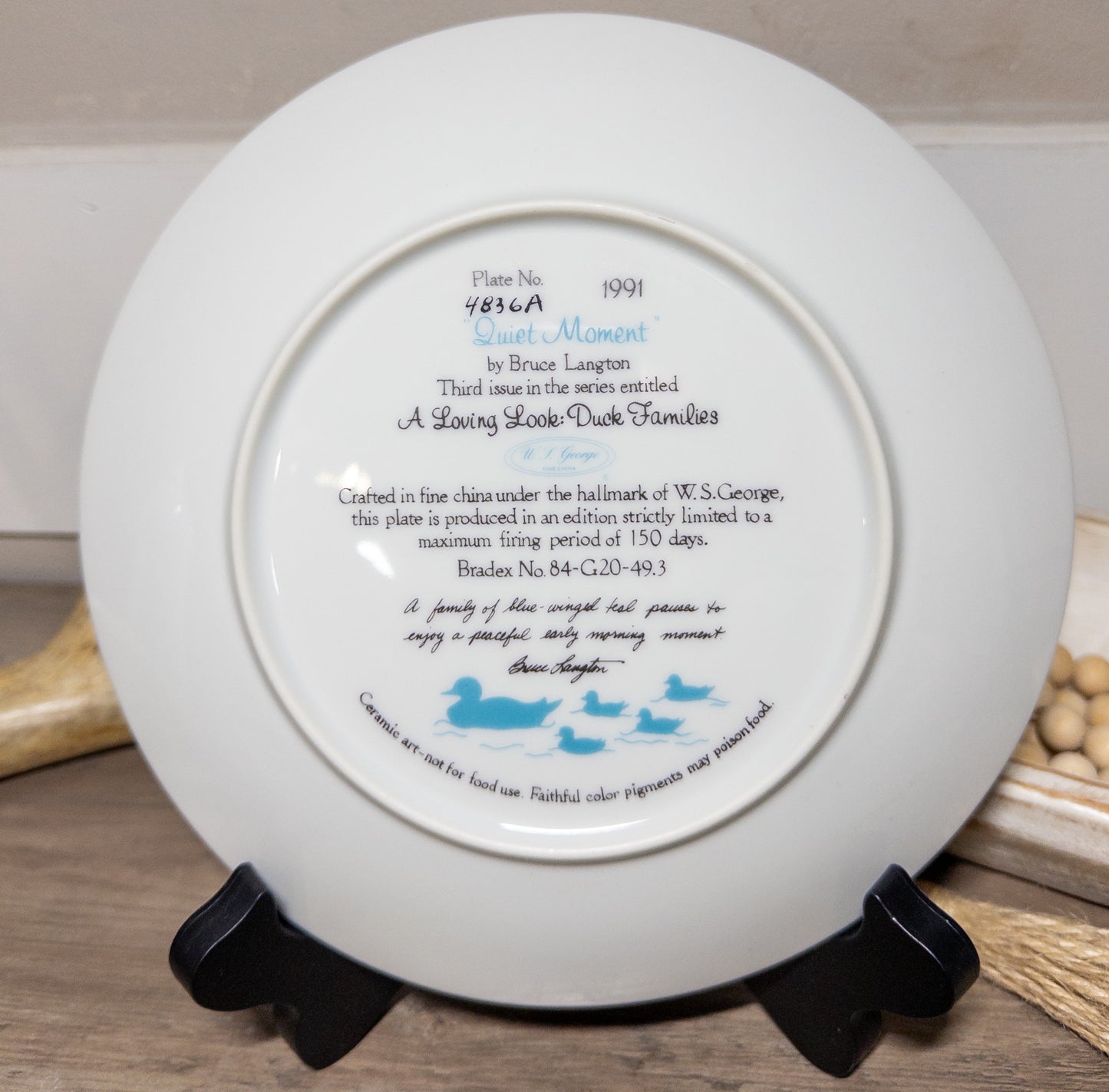 Blue-winged Teal Duck Family collector plate by Wild Feathered Finds, featuring detailed artwork by Bruce Langton.