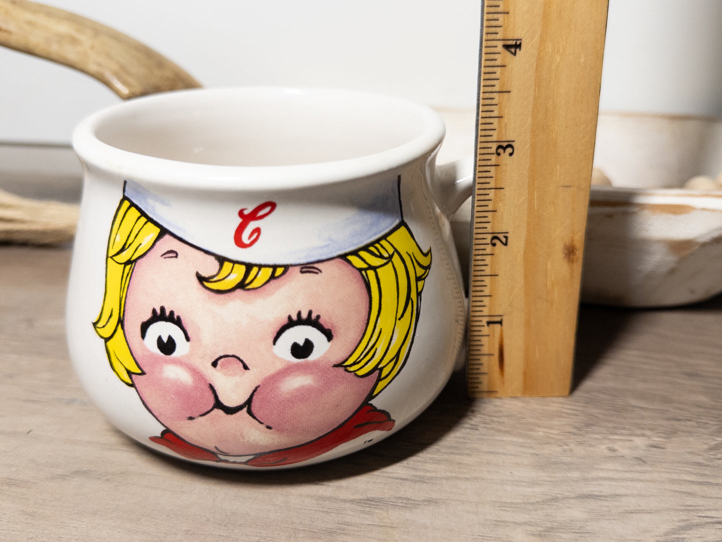Vintage Campbell Soup Kids mug with Houston Harvest design, ceramic cup featuring colorful 1998 licensed artwork by Wild Feathered Finds