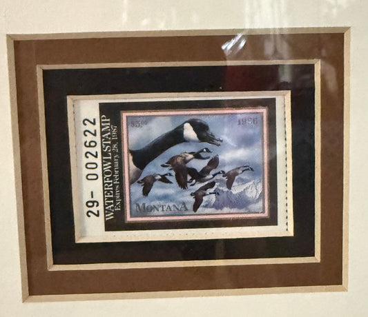 1986 Montana Waterfowl Stamp Print Framed – Signed & Numbered Canada Geese Art