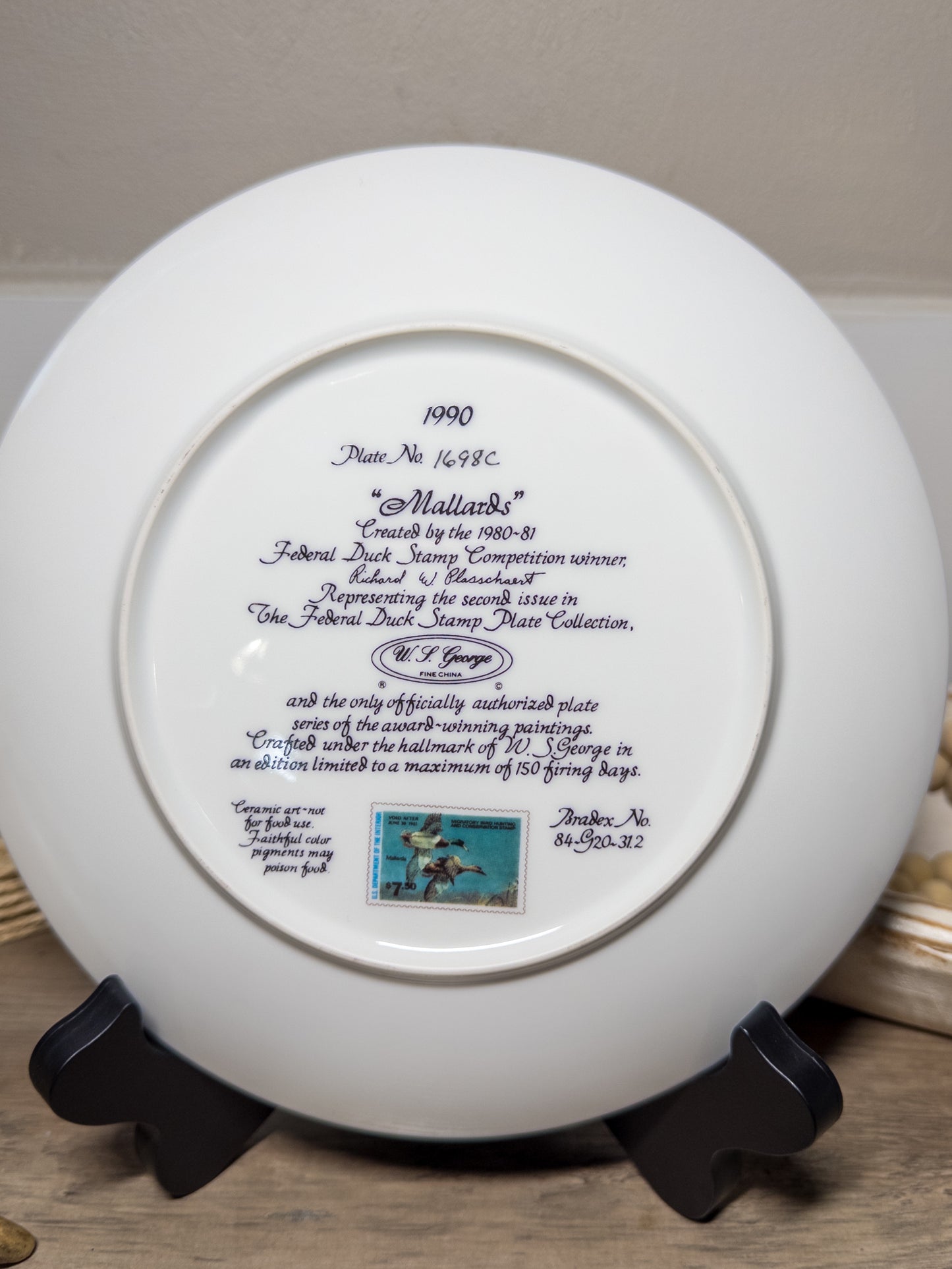 Federal Duck Stamp Plate “Mallards” by Richard Plasschaert – W.S. George 1990 Limited Edition