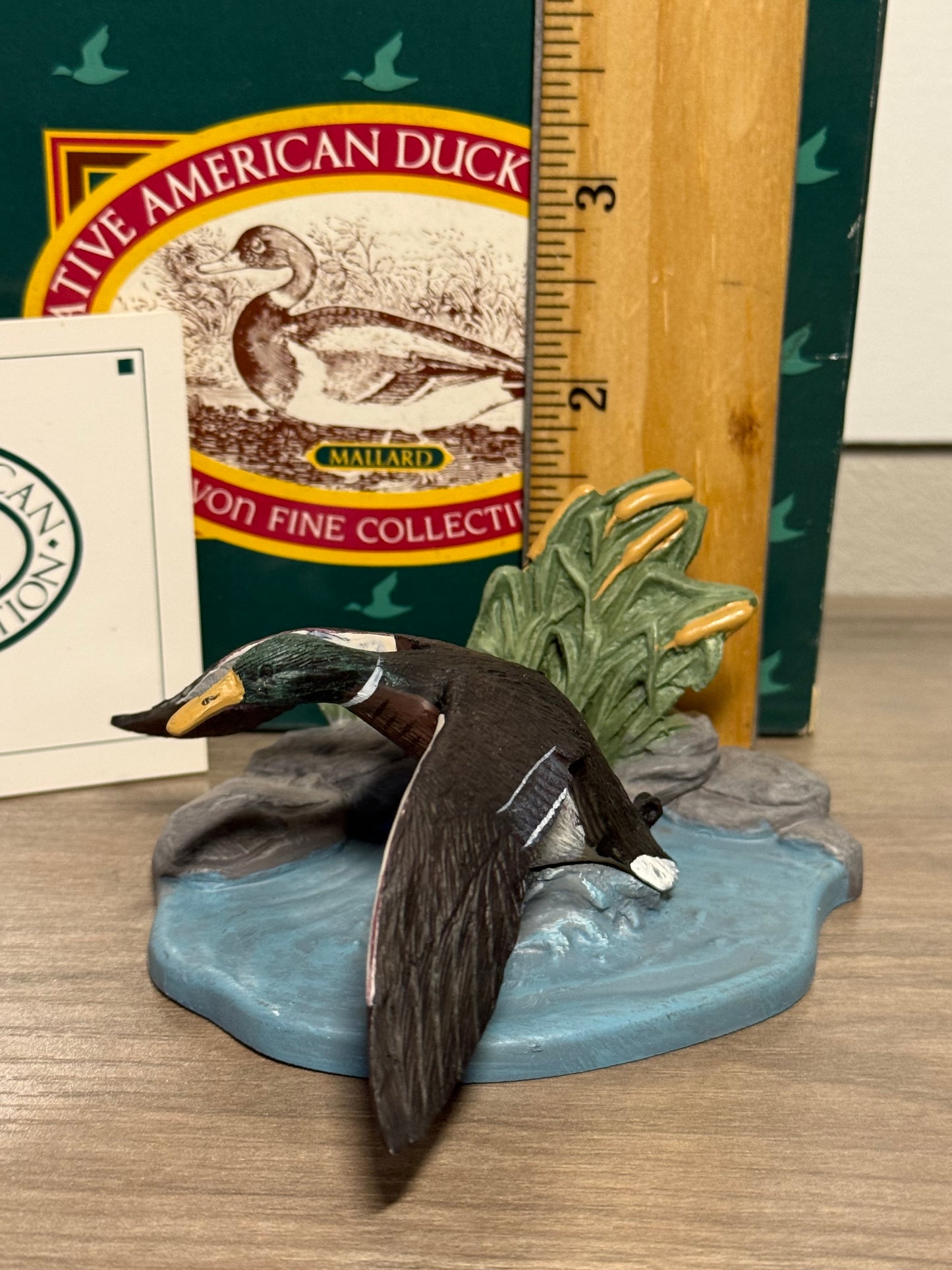 Vintage Avon mallard duck figurine from Wild Feathered Finds, part of a Native American duck collection with original box.