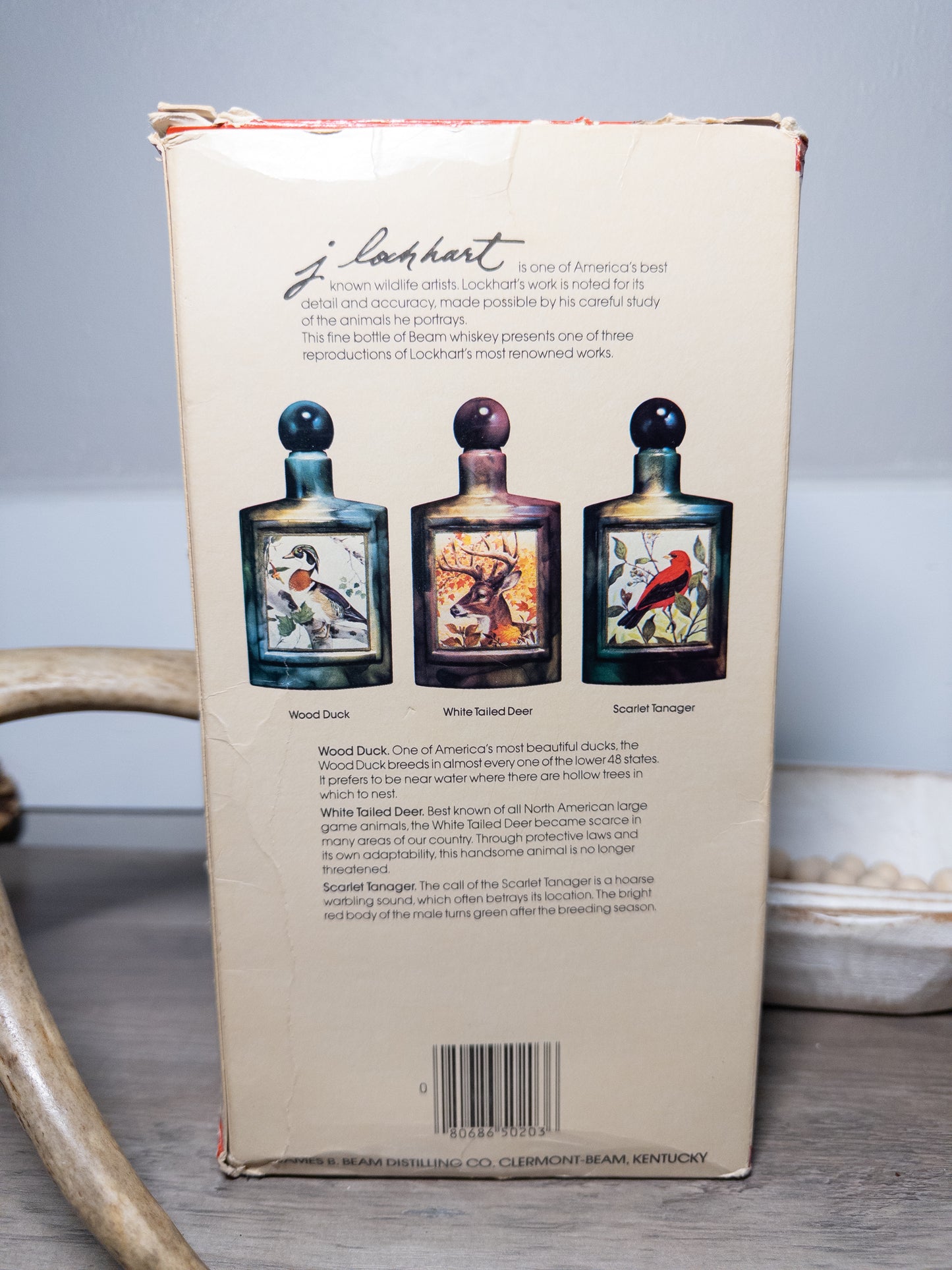 Beam Scarlet Tanager Wildlife Ceramic Decanter James Lockhart w/ Box