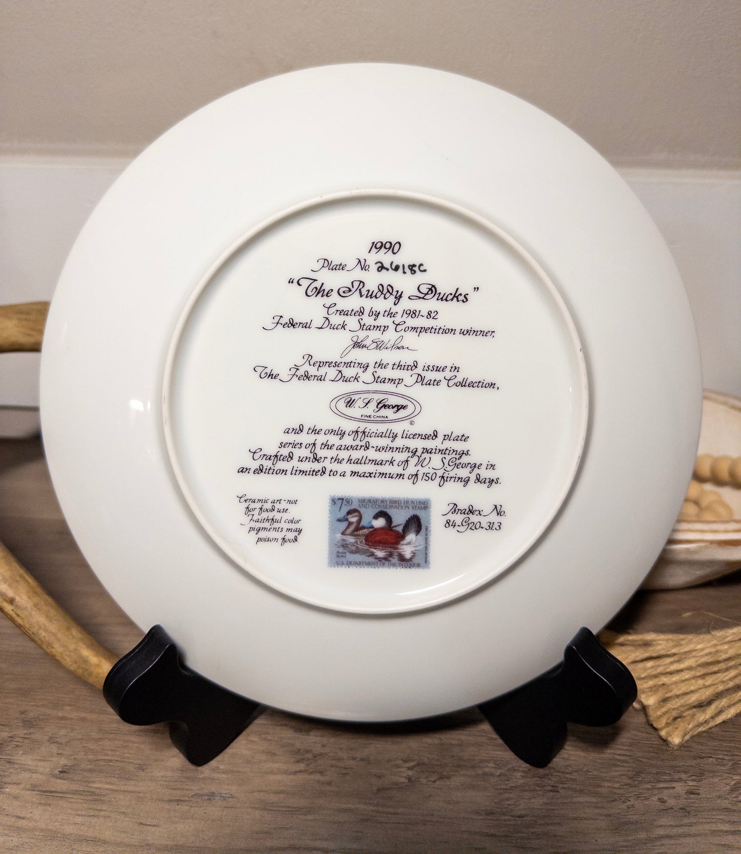 Ruddy Ducks Federal Duck Stamp Plate 1990 by John S. Wilson, with certificate of authenticity, wildlife art collectible.