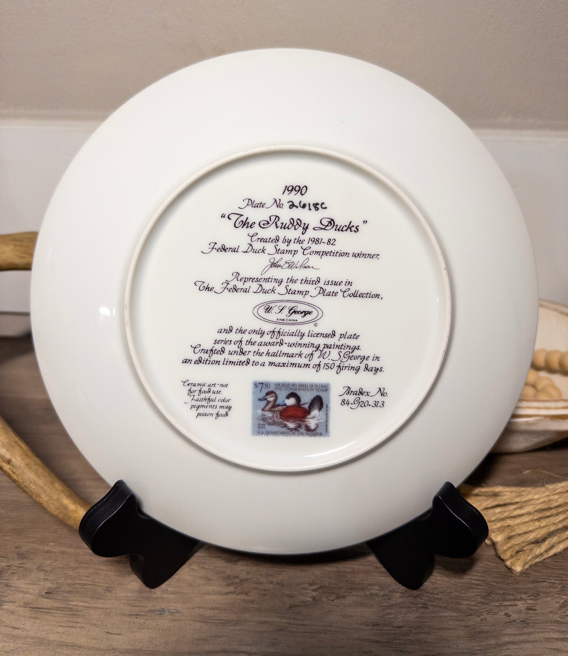 Ruddy Ducks Federal Duck Stamp Plate 1990 by John S. Wilson, with certificate of authenticity, wildlife art collectible.