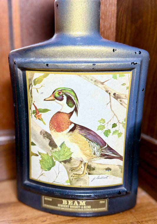 Vintage Jim Beam Wood Duck Decanter by J. Lockhart Wildlife Series Empty Bottle