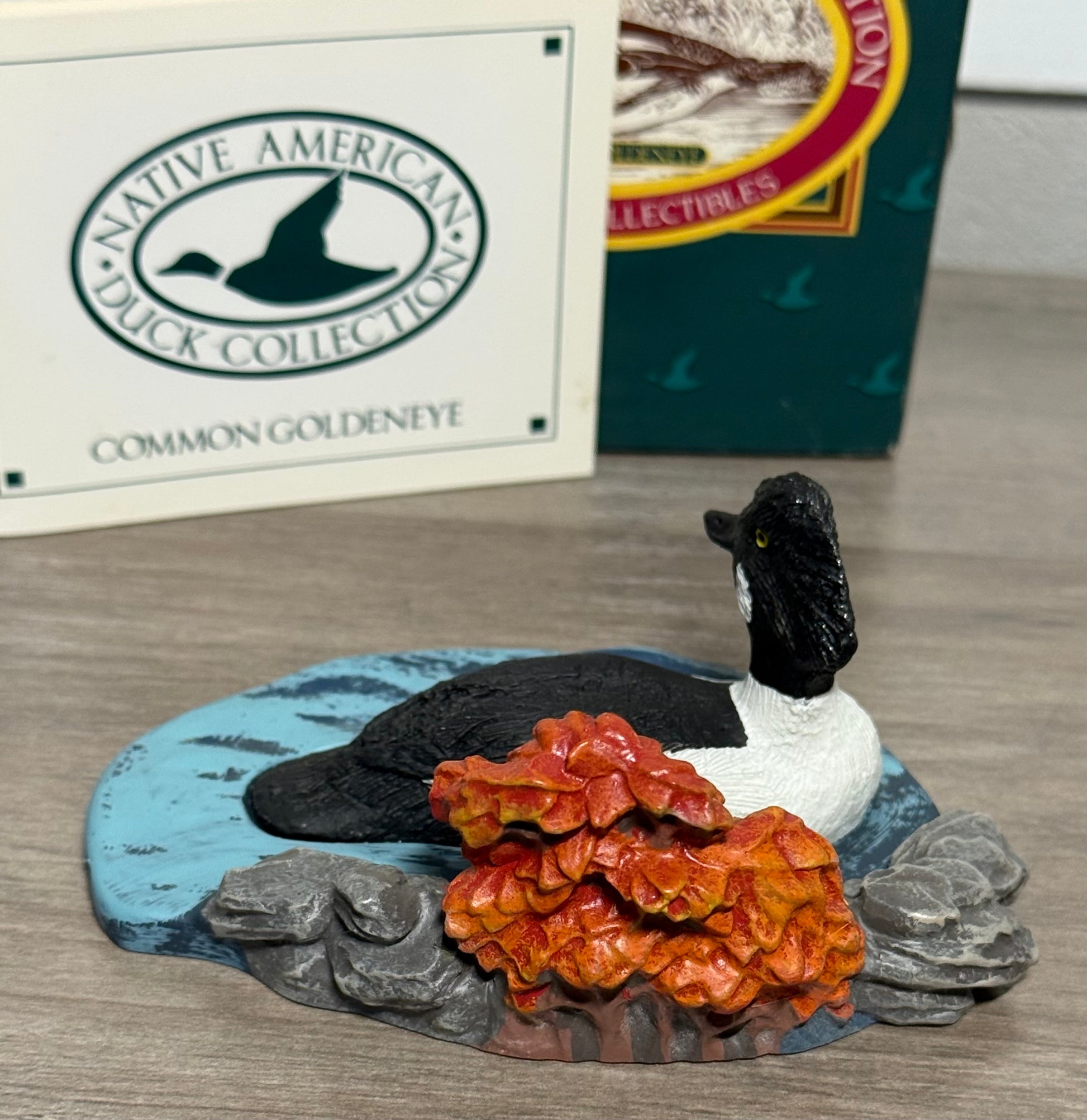 Vintage Avon Goldeneye Duck figurine from Wild Feathered Finds, part of Native American collection with box, 1989.