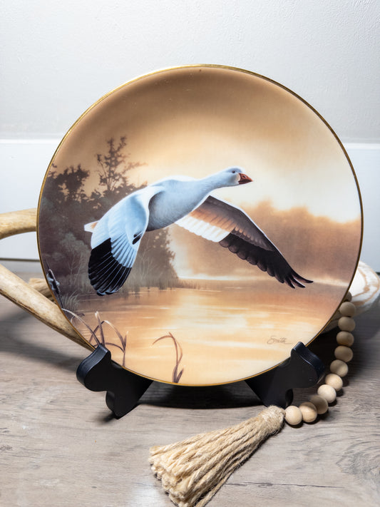 Snow Goose Federal Duck Stamp Plate 1991 by Daniel Smith, featuring W.S. George artwork, displayed on a decorative plate.
