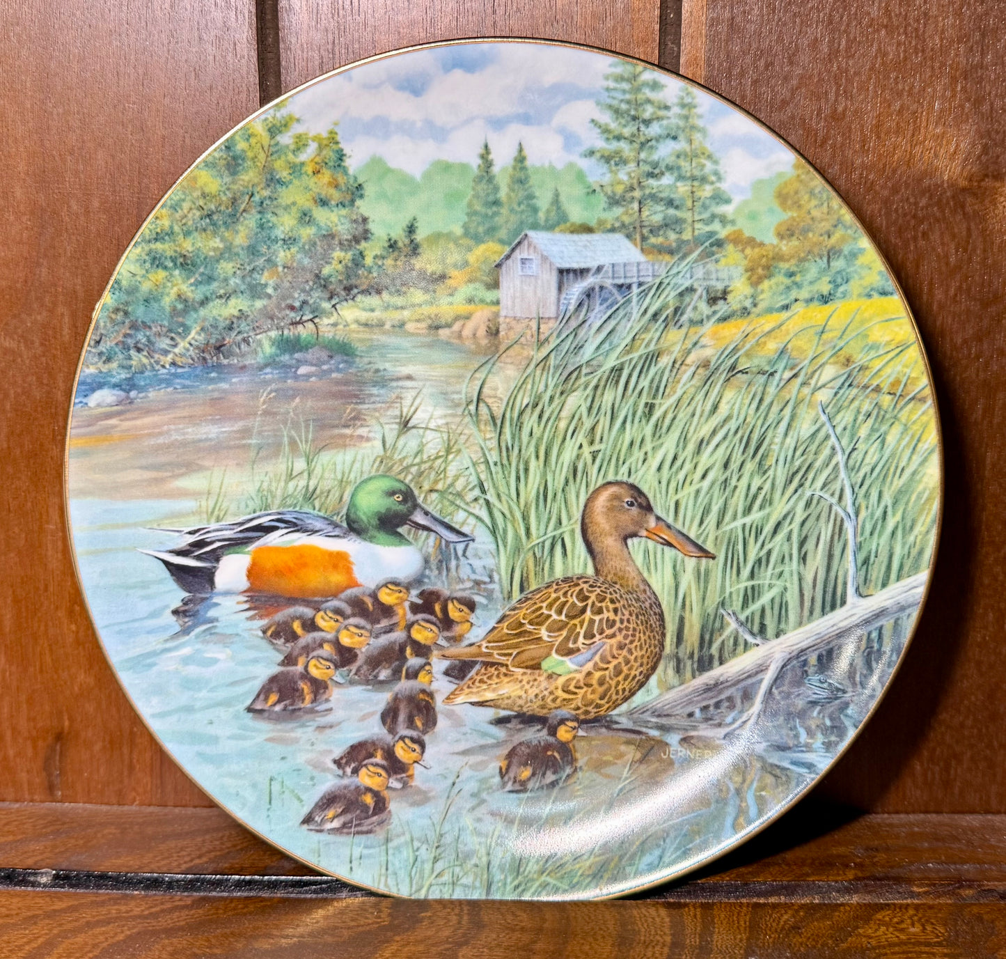 Vintage 1987 Knowles collector plate titled "The Northern Shoveler" by Bart Jerner, featuring detailed artwork of a duck.
