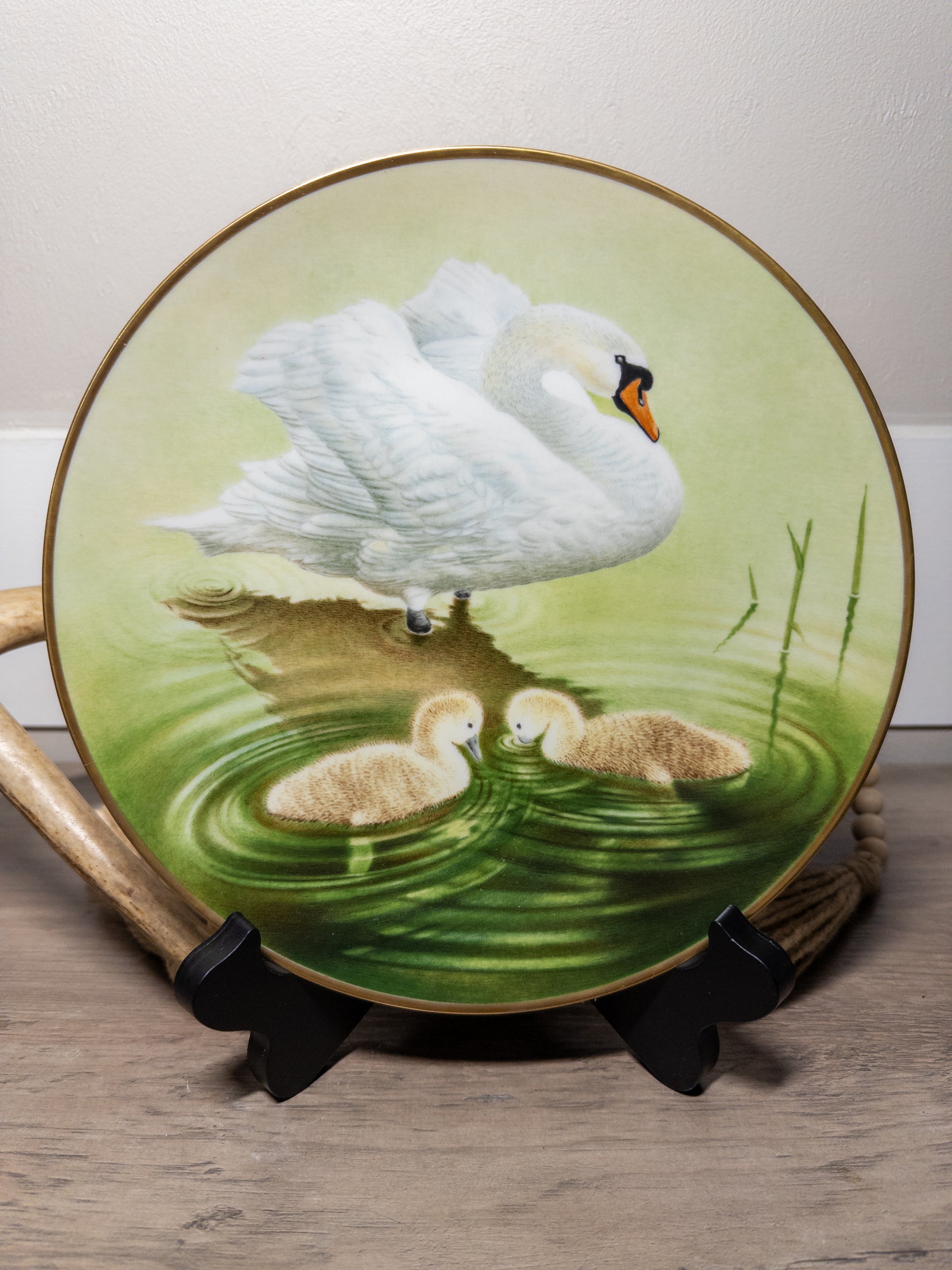 Danbury Mint 12 Waterbird Plates Wild Feathered Finds Mute Swan porcelain plate, 9.5-inch limited edition collectible artwork
