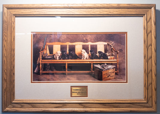 “Tenderfeet” Ducks Unlimited Labrador Puppy Print Signed Jim Killen 2123/4500 Framed 21x15 1997