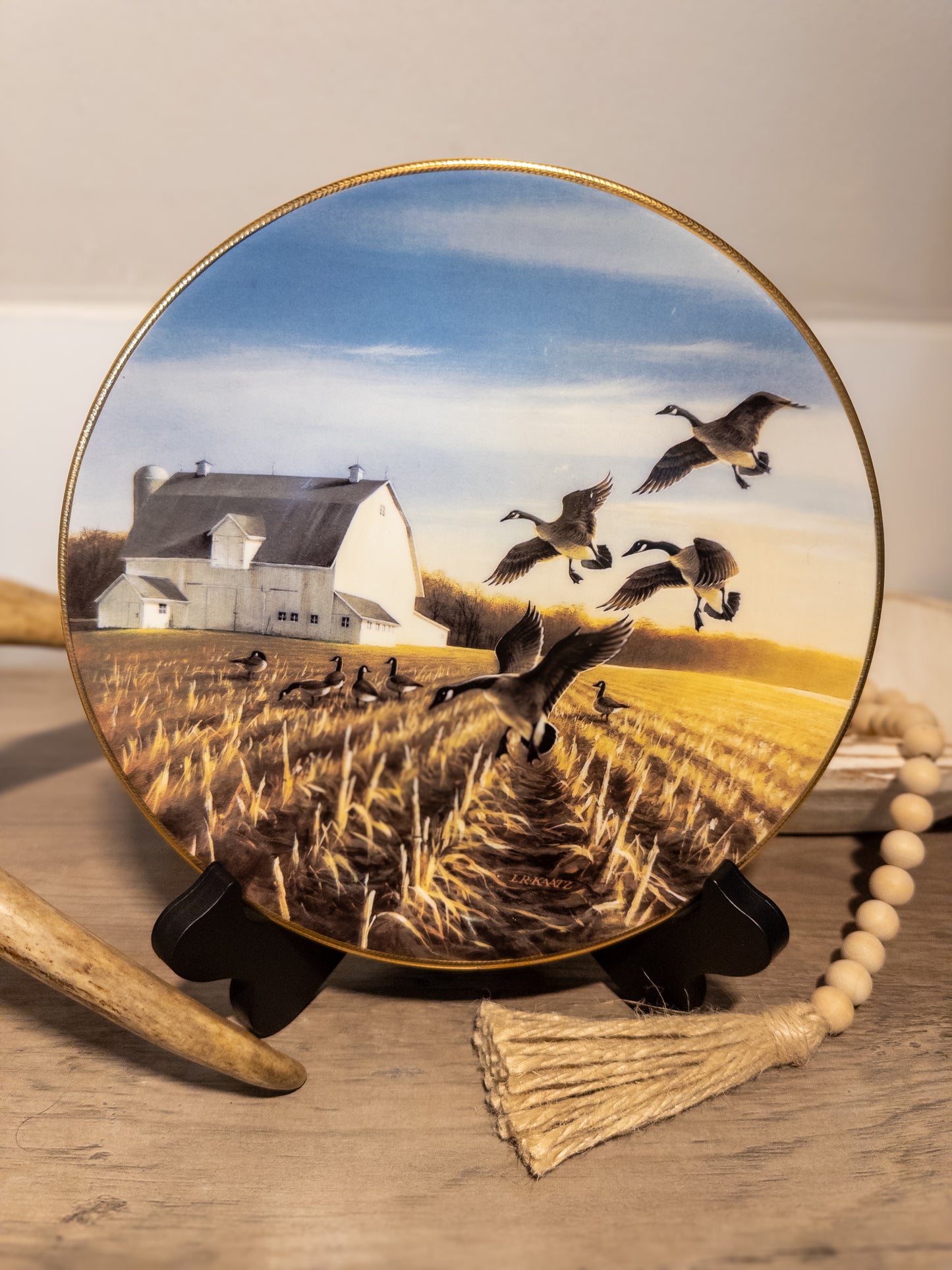 Ducks Unlimited Canada Geese in the Autumn Field Plate 1988 W.S. George