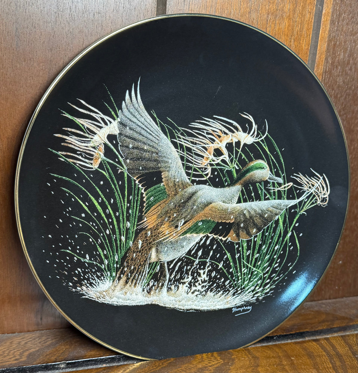 Vintage 1992 W.S. George Upward Bound Duck collector plate by Tommy Humphrey, featuring detailed duck artwork on a decorative ceramic plate.