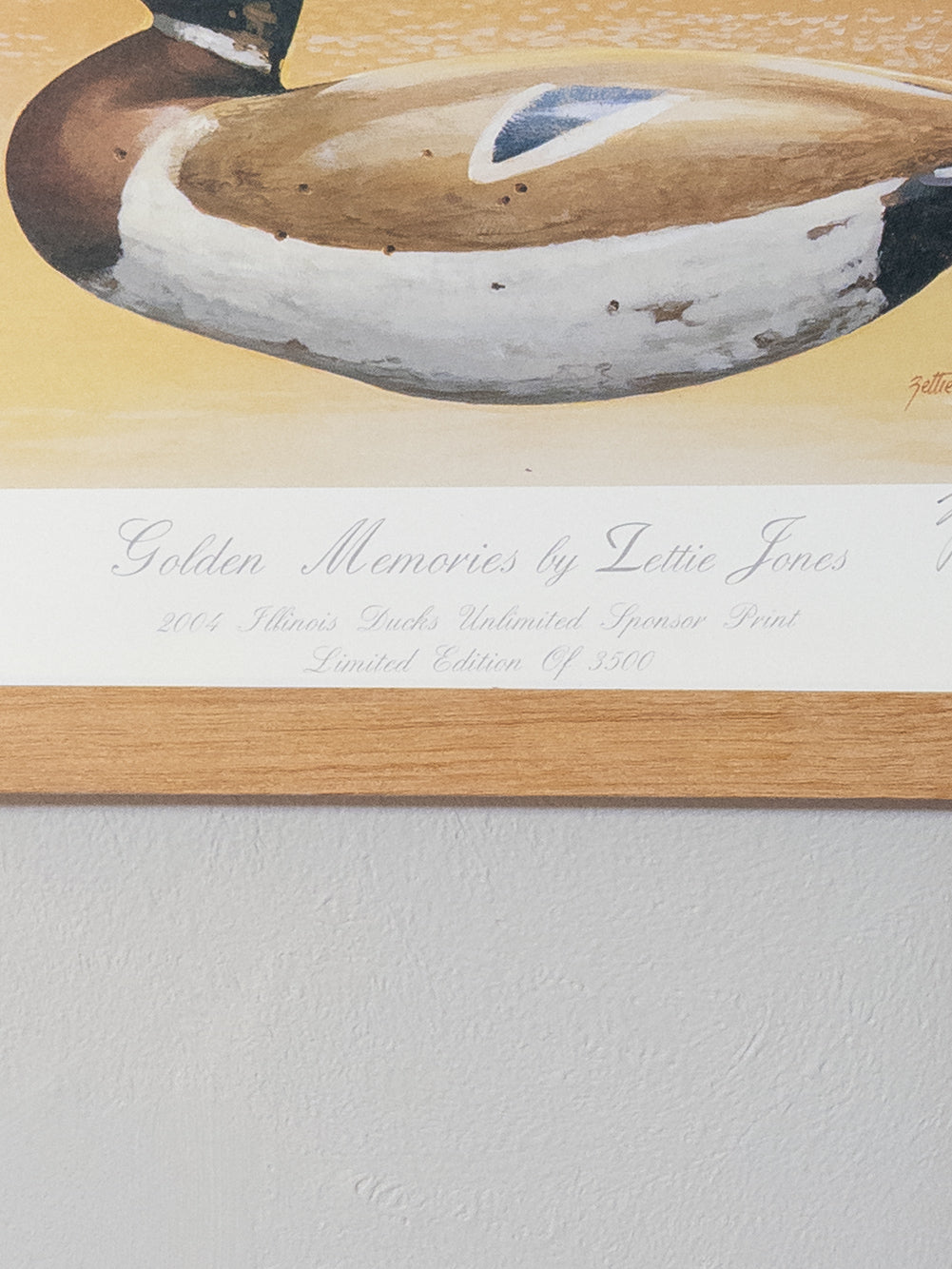 "Wild Feathered Finds 'Golden Memories' by Zettie Jones 2004 Illinois Ducks Unlimited sponsor print, 17x15 inches with duck artwork"