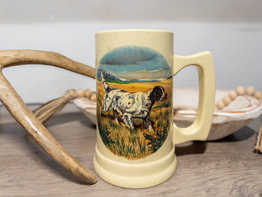 Vintage Hunting Dog Beer Stein Mug Setter Spaniel Field Scene