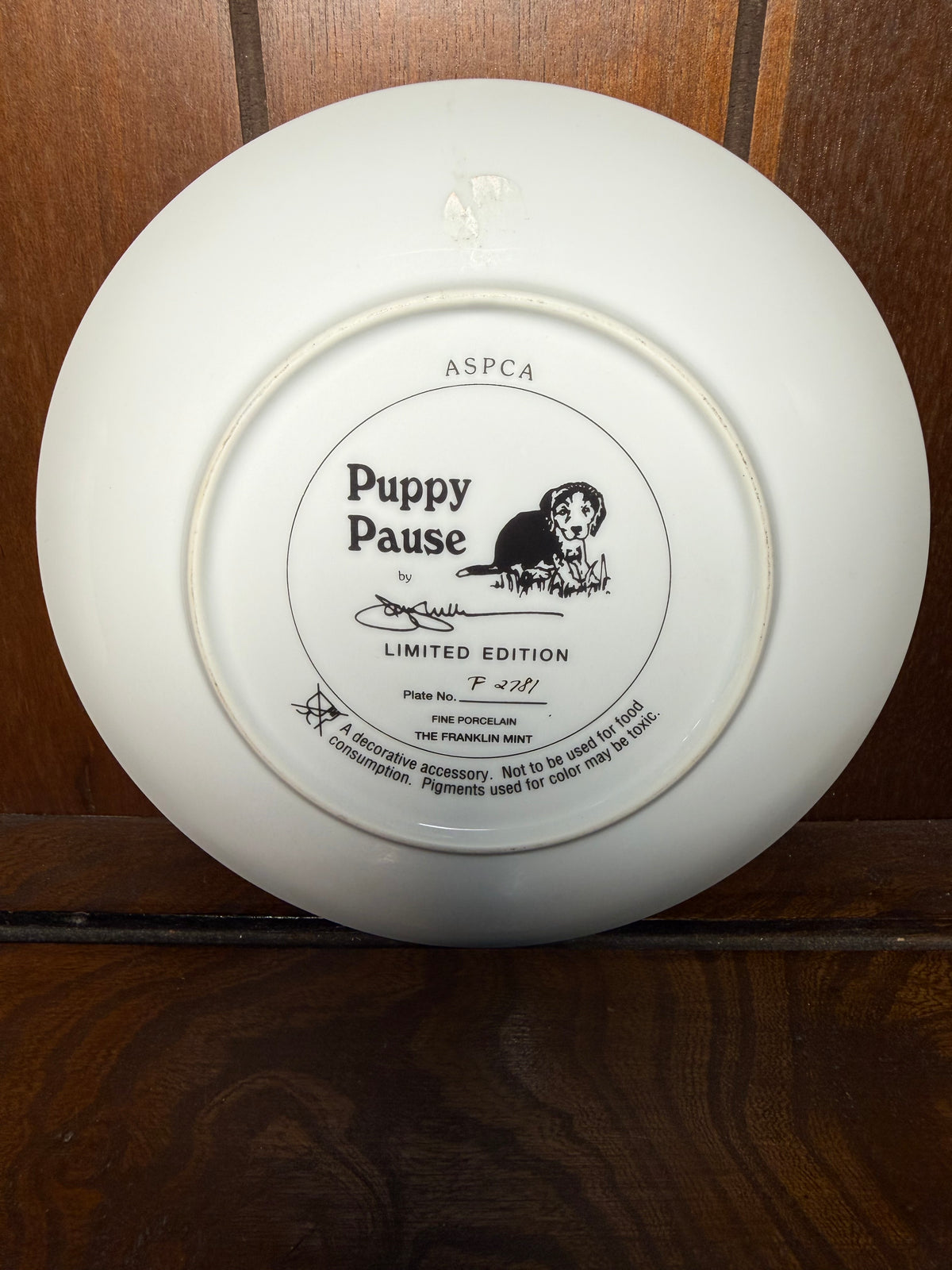 Vintage Franklin Mint ASPCA Puppy Pause collector plate featuring adorable dog puppies, crafted by Wild Feathered Finds.