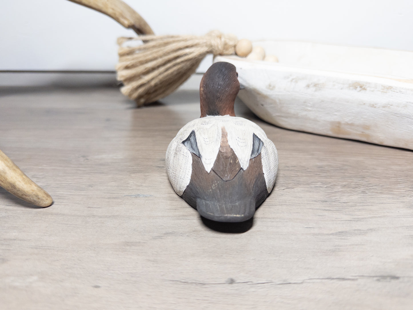 Signed W. Downs Redhead Drake Duck Decoy – 1985 American Wildlife Collection