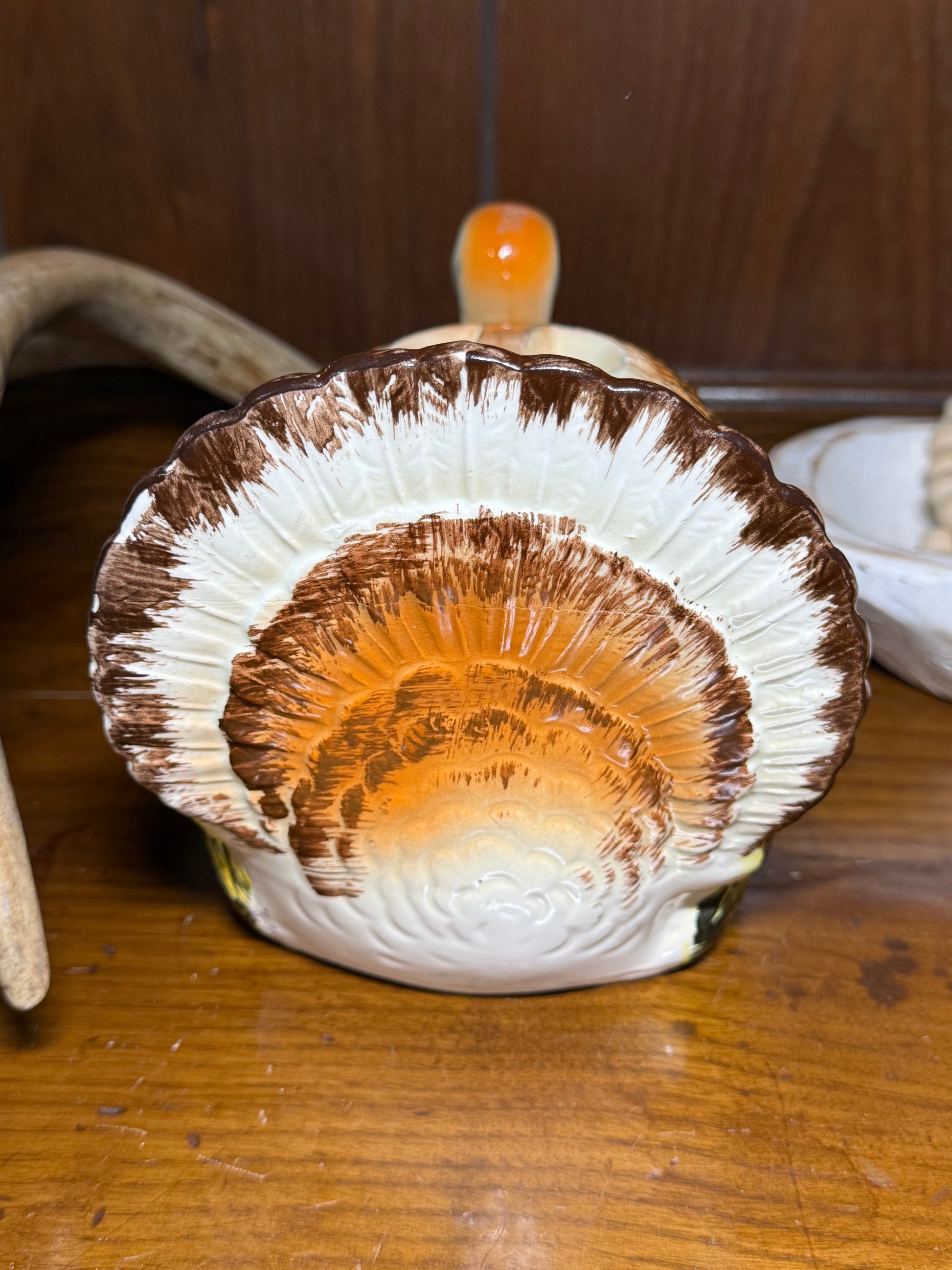Vintage Moriyama Japan Turkey candy jar by Wild Feathered Finds, ceramic covered dish featuring a detailed animal container design.