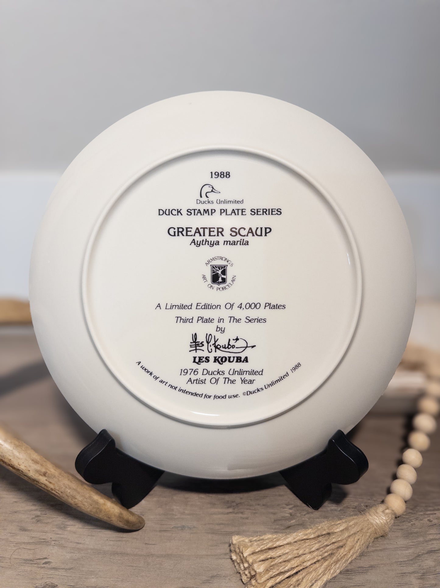 Ducks Unlimited Greater Scaup Plate Les Kouba 1988 Limited Edition Wildlife