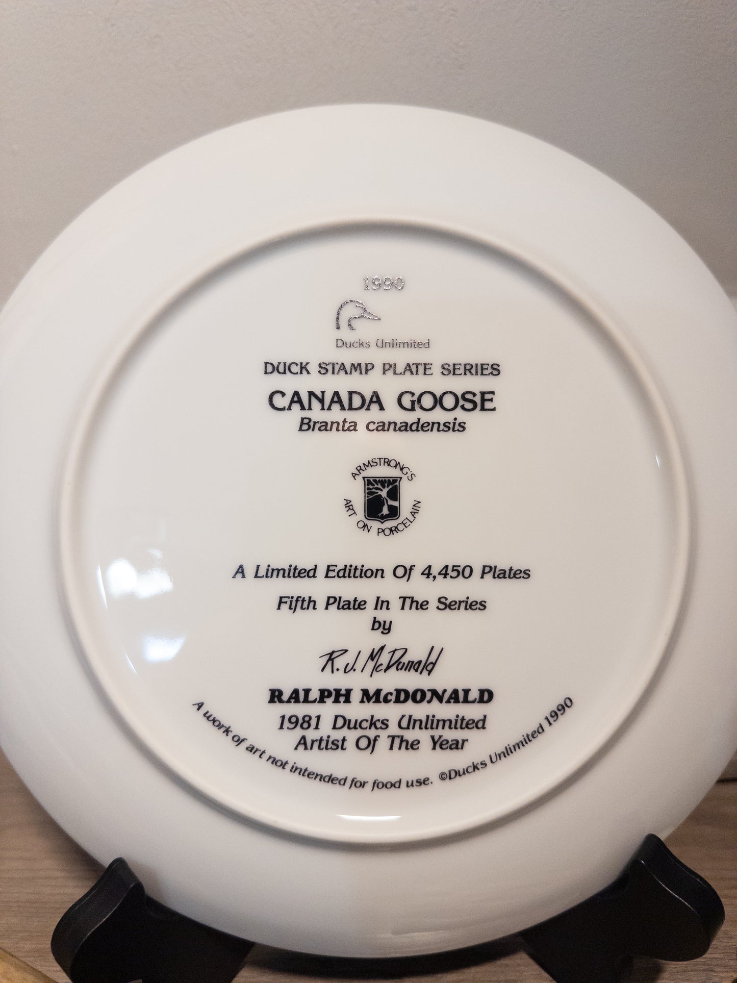 Ducks Unlimited Canada Goose Plate Ralph McDonald 1990 Limited Edition Wildlife