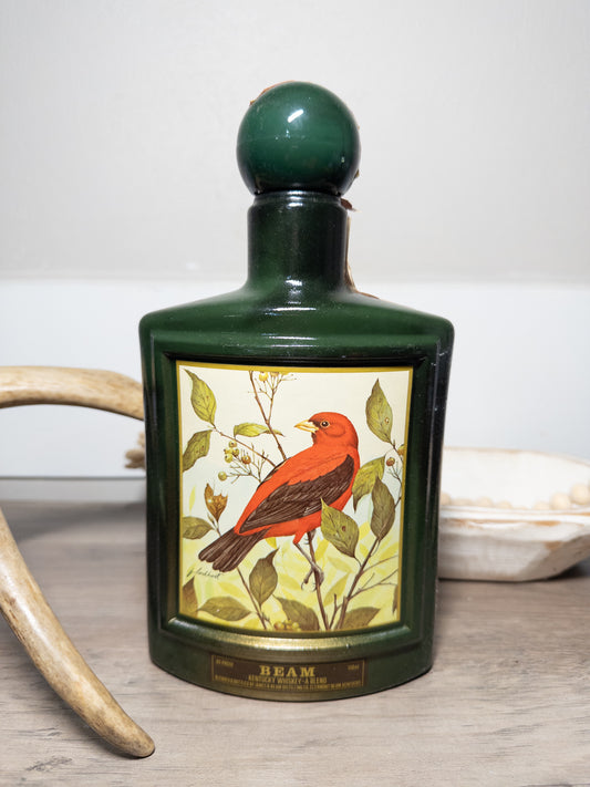 Beam Scarlet Tanager Wildlife Ceramic Decanter James Lockhart w/ Box
