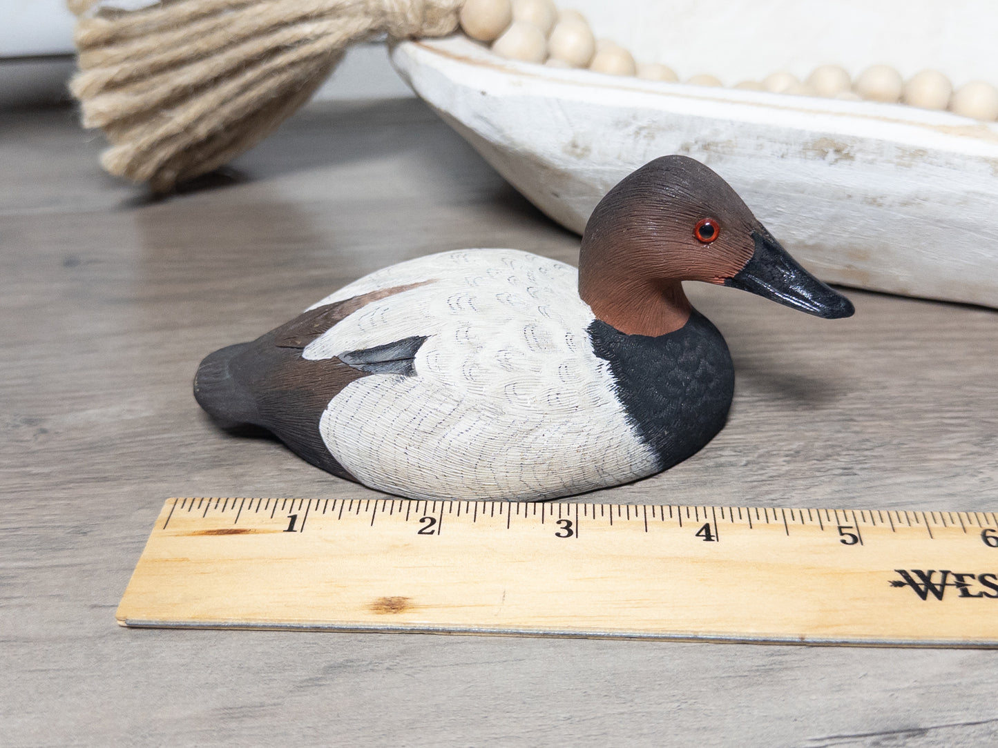 Signed W. Downs Redhead Drake Duck Decoy – 1985 American Wildlife Collection