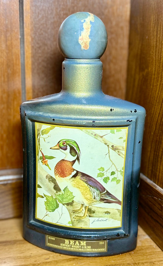 Vintage Jim Beam Wood Duck Decanter by J. Lockhart Wildlife Series Empty Bottle