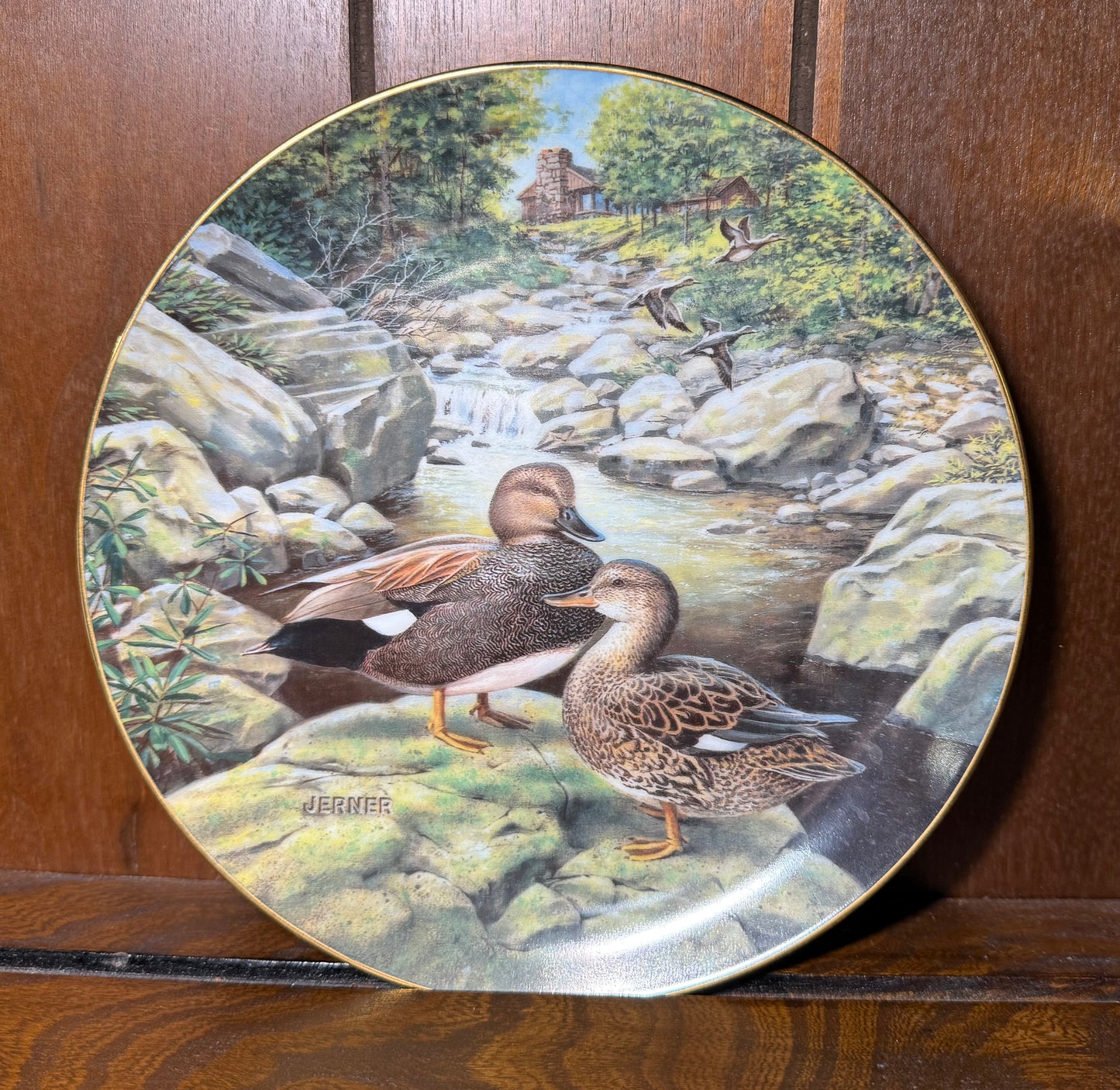 Vintage 1988 Knowles "The Gadwall" collector plate by Bart Jerner, detailed wildlife art featuring a gadwall duck.