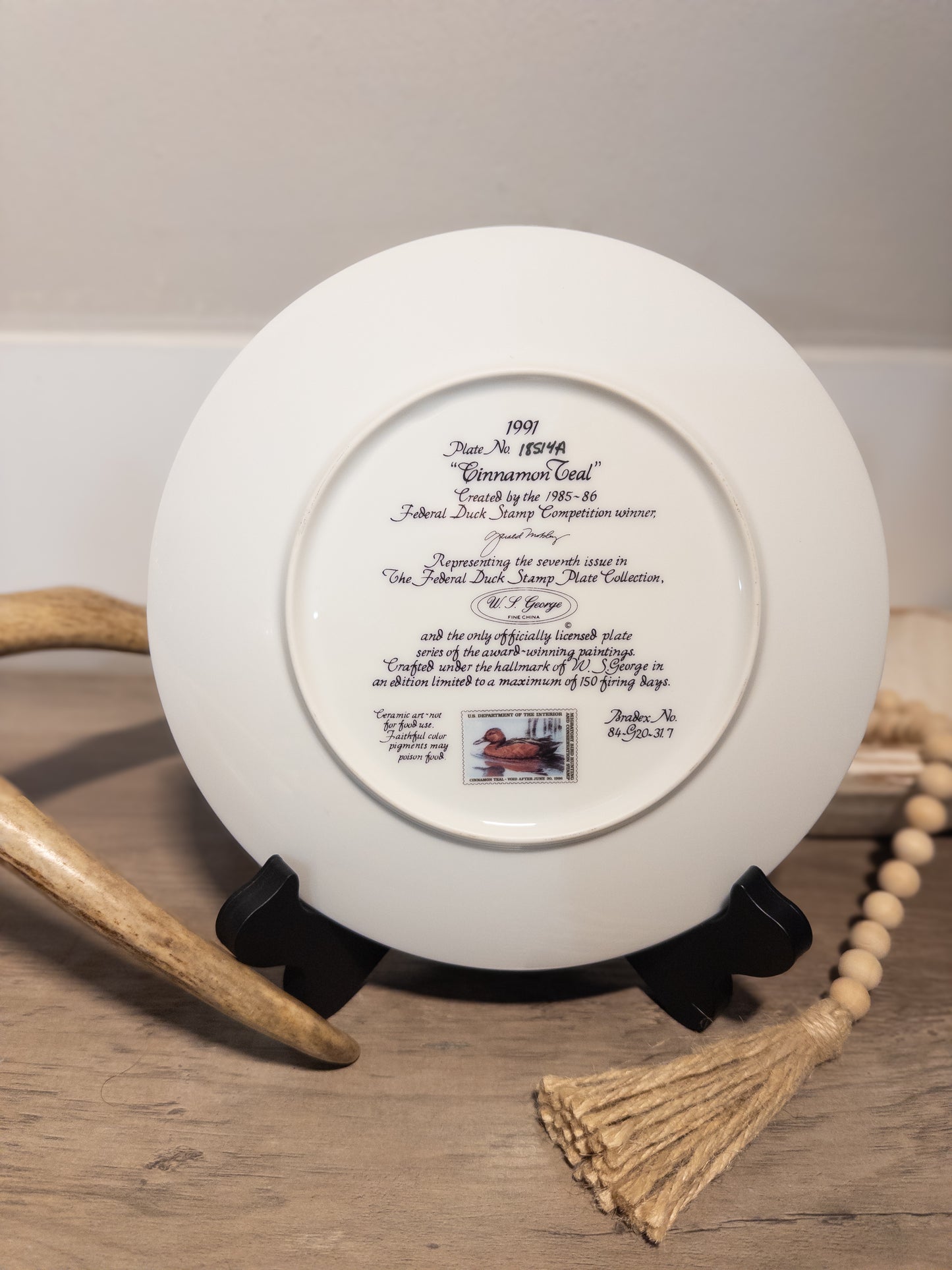 Cinnamon Teal Federal Duck Stamp Plate 1991 W.S. George