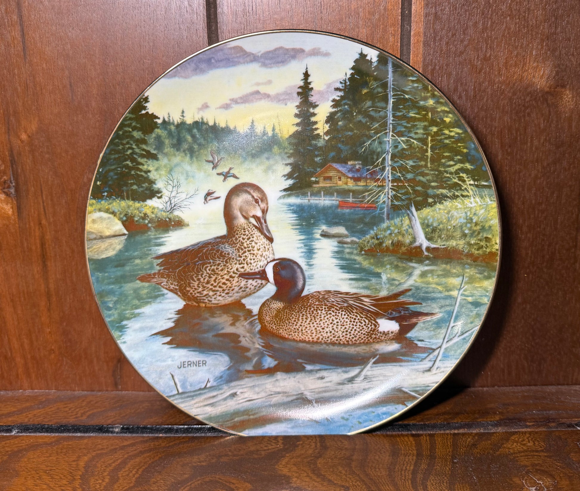 Vintage 1988 Knowles Blue-Winged Teal collector plate by Bart Jerner, featuring detailed teal artwork, from Wild Feathered Finds.