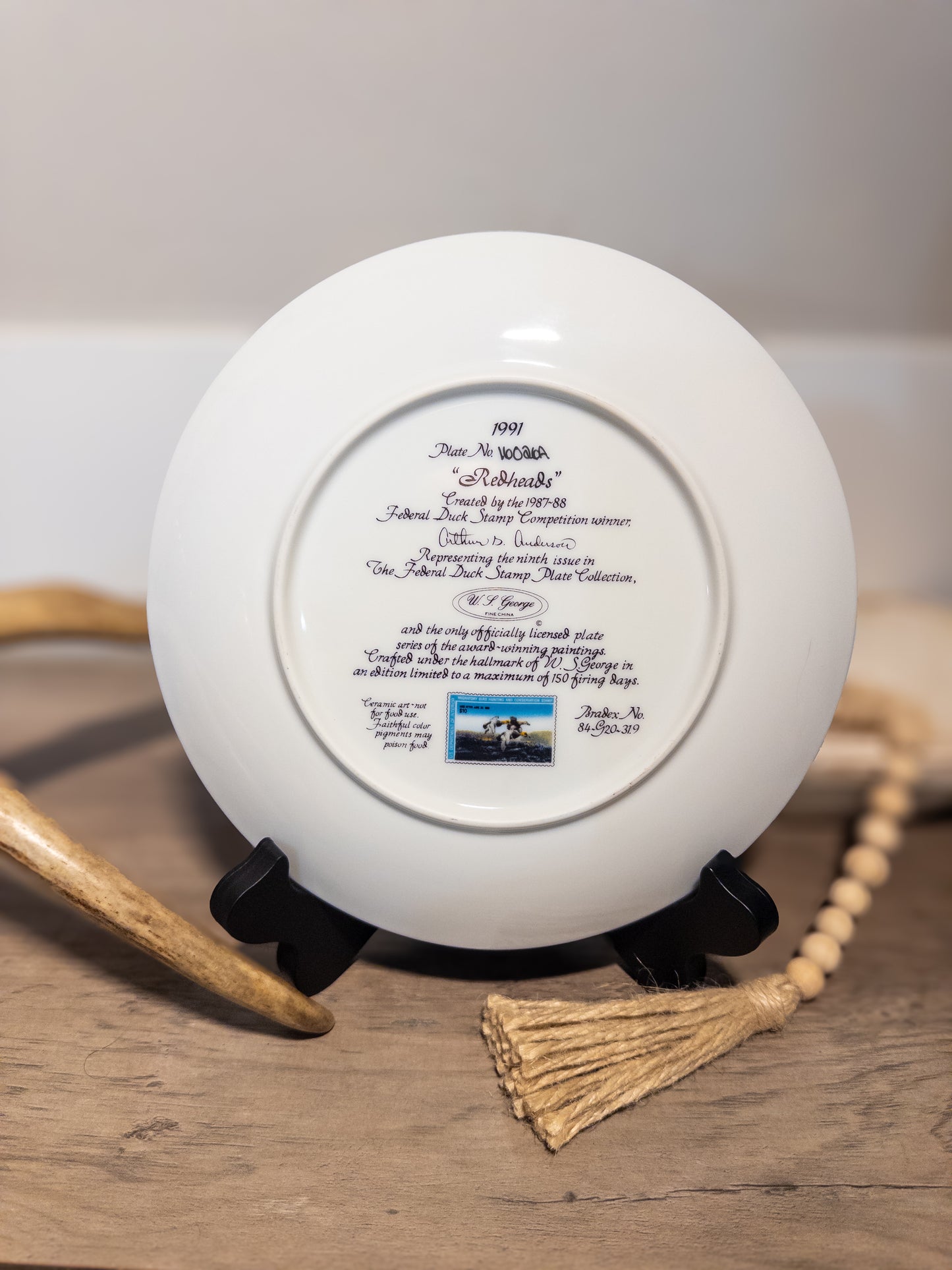 Redheads Federal Duck Stamp Plate 1991 Arthur D. Anderson W.S. George