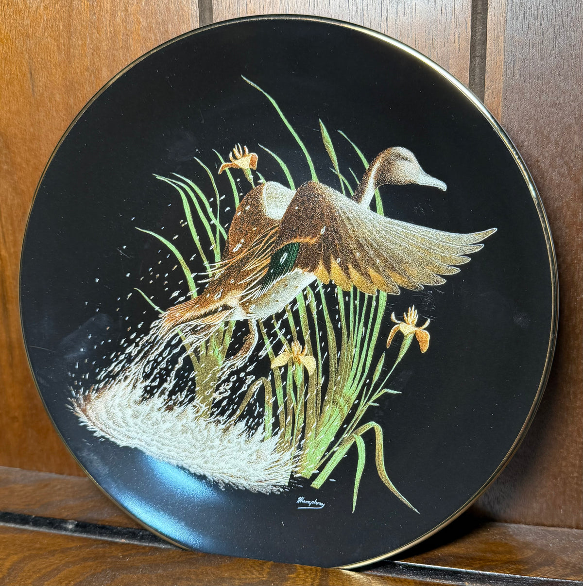Vintage 1992 W.S. George Taking Wing Duck collector plate by Tommy Humphrey, featuring detailed artwork of a flying duck.
