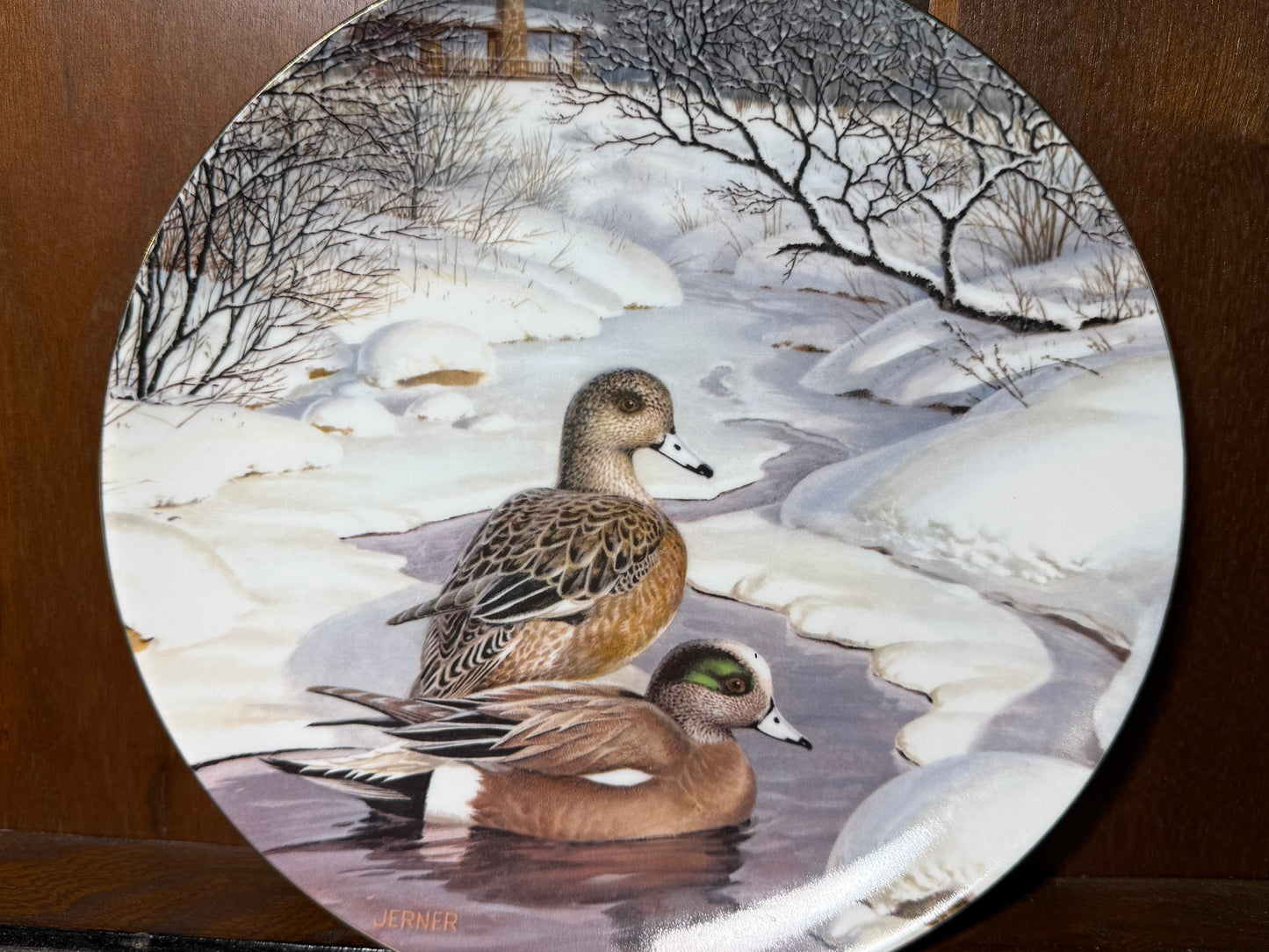 Vintage 1988 Knowles American Wigeon collector plate by Bart Jerner, featuring detailed bird artwork from Wild Feathered Finds.