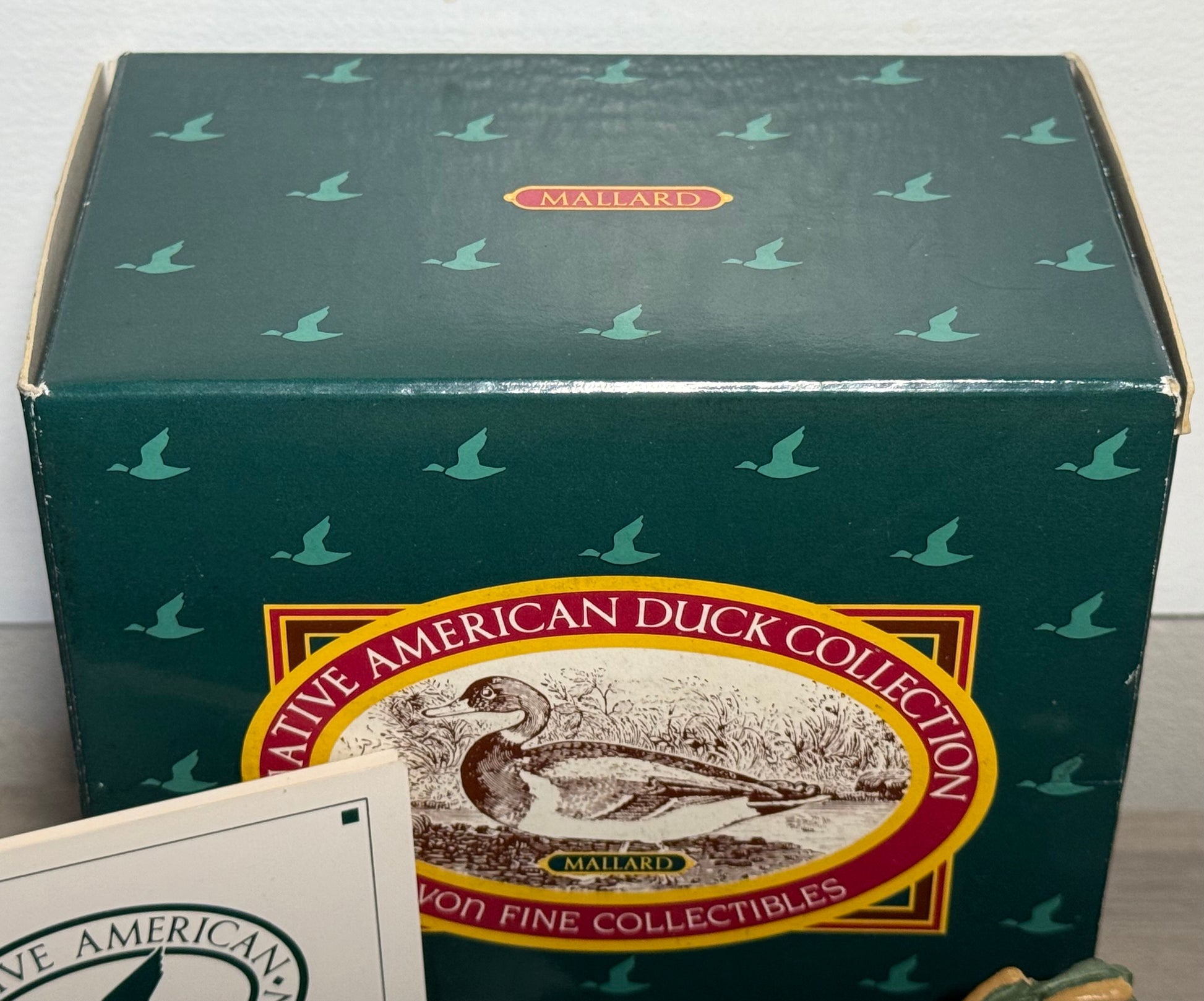 Vintage Avon mallard duck figurine from Wild Feathered Finds, Native American duck collection, with box, 1989.
