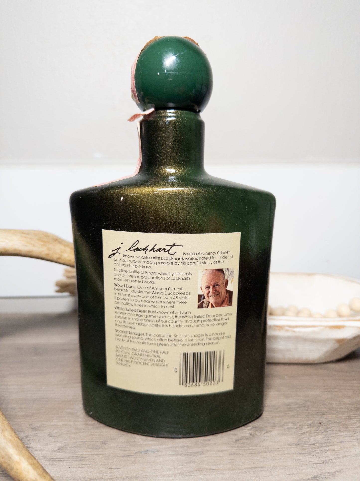 Beam Scarlet Tanager Wildlife Ceramic Decanter James Lockhart w/ Box