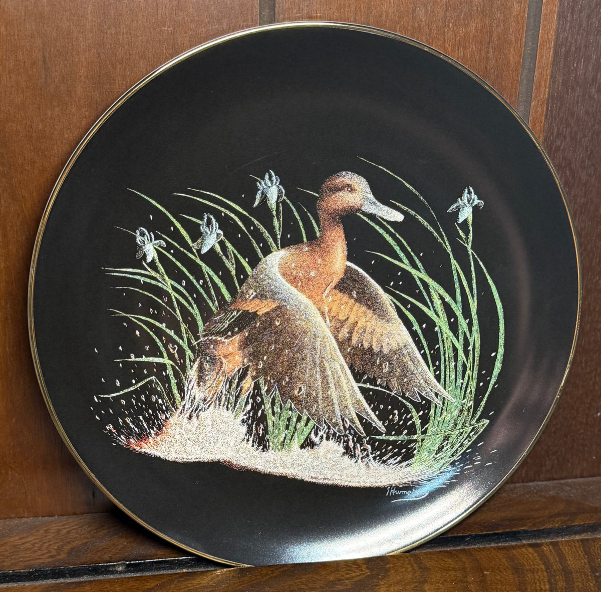 Vintage 1992 W.S. George Wondrous Motion Duck collector plate by Wild Feathered Finds, featuring a detailed duck illustration.