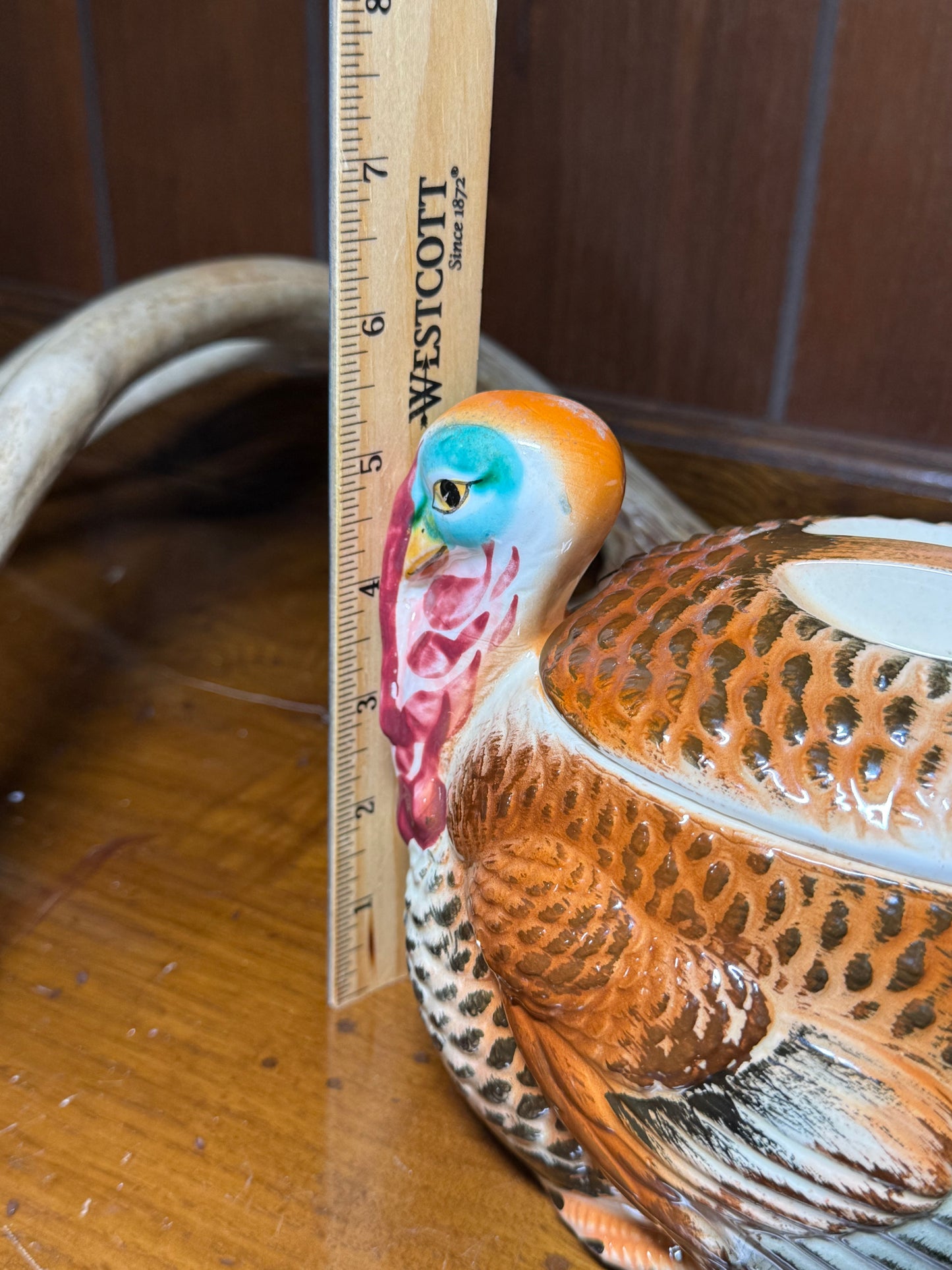 Vintage Moriyama Japan ceramic candy jar with animal design, covered dish by Wild Feathered Finds, featuring a charming Turkey figure.