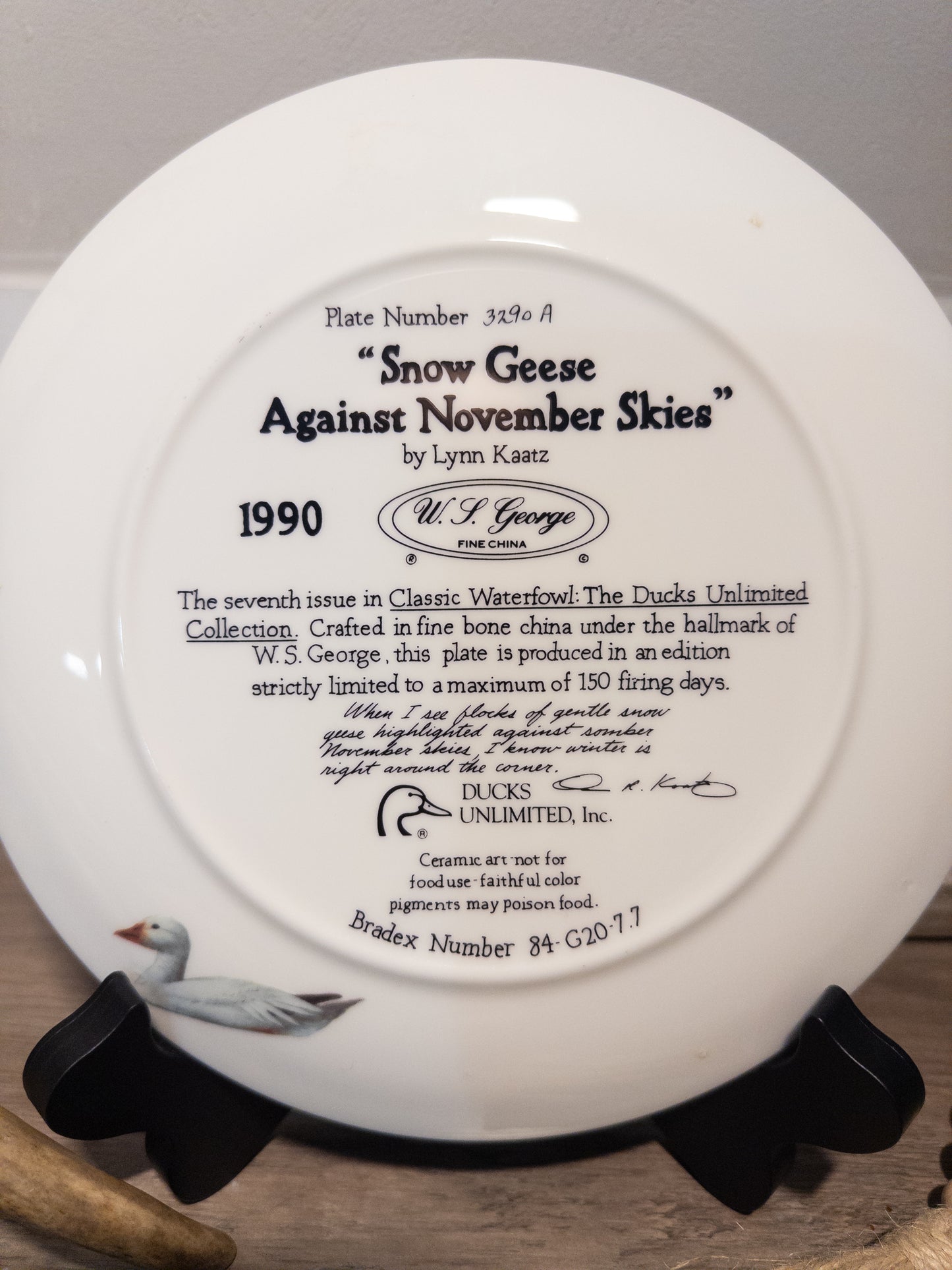 Ducks Unlimited Snow Geese Plate Lynn Kaatz 1990 Limited Edition Bone China