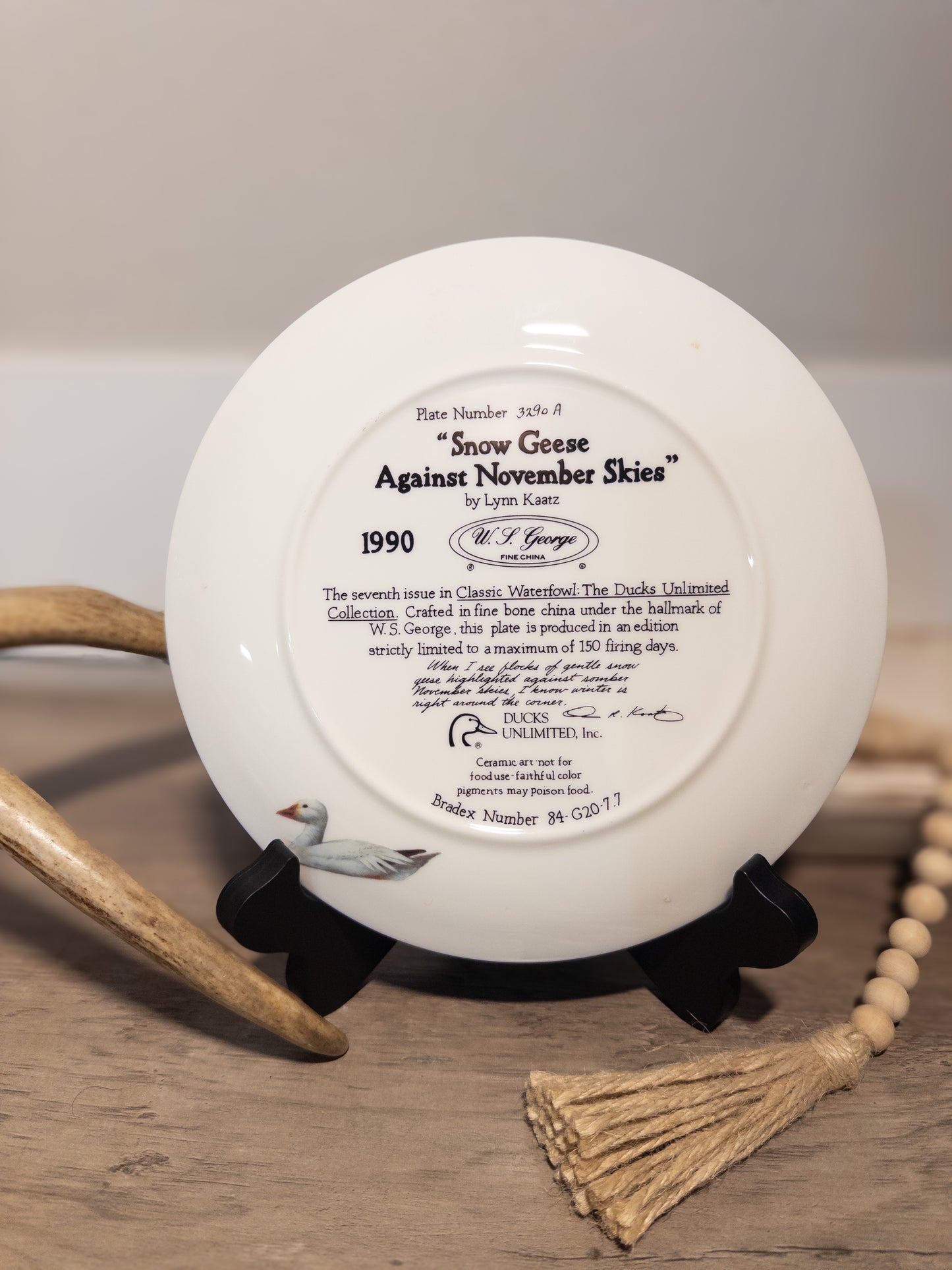Ducks Unlimited Snow Geese Plate Lynn Kaatz 1990 Limited Edition Bone China