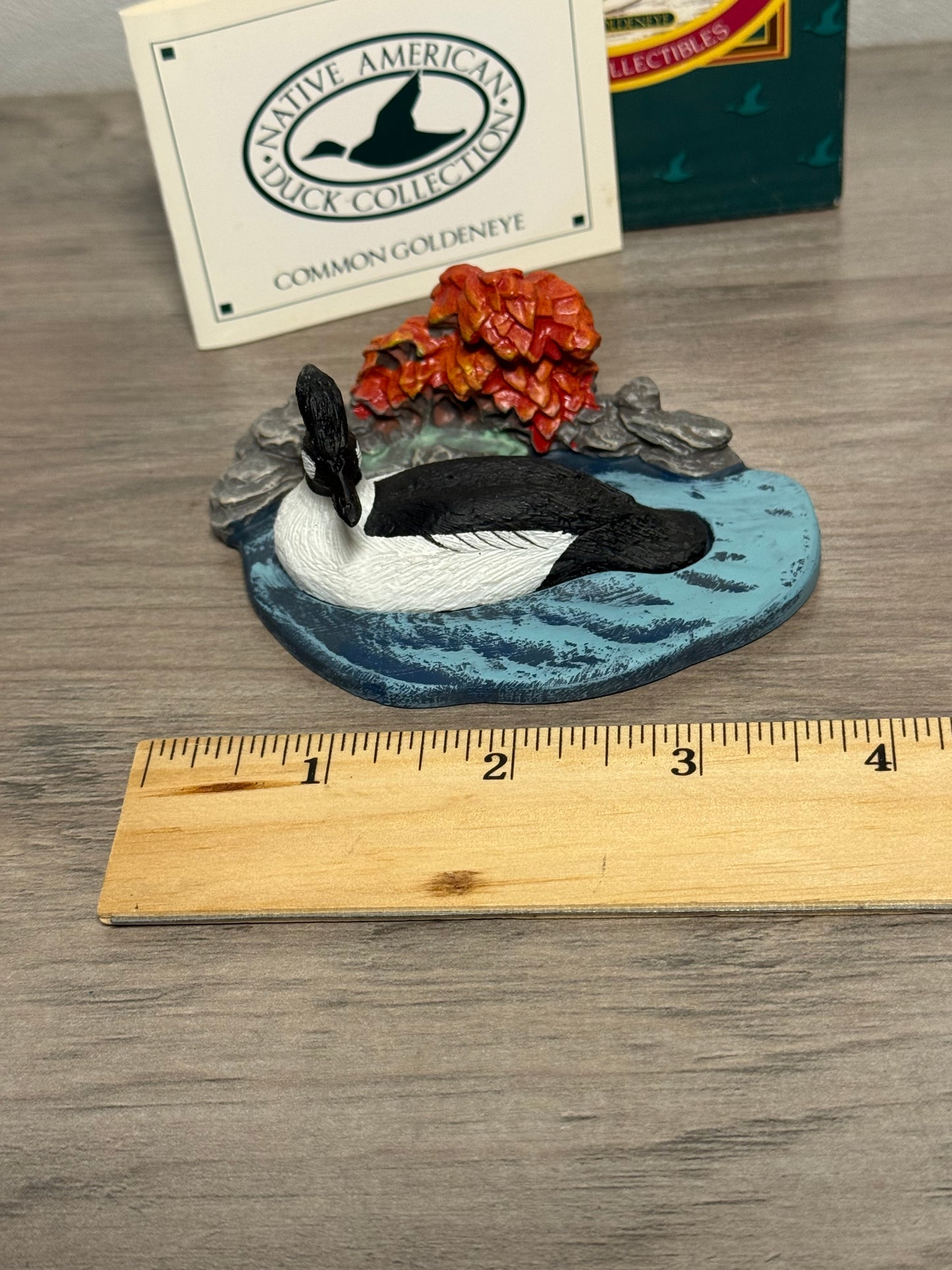 Vintage Avon Goldeneye Duck figurine from Native American Collection by Wild Feathered Finds, 1989, with original box visible in image.