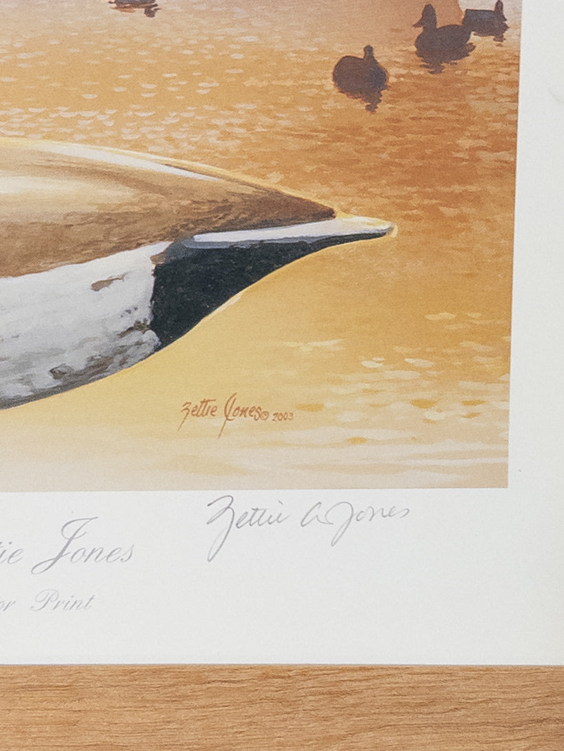 "‘Golden Memories’ wildlife art print by Zettie Jones, featuring ducks, 17x15 inches, sponsored by Illinois Ducks Unlimited, Wild Feathered Finds."