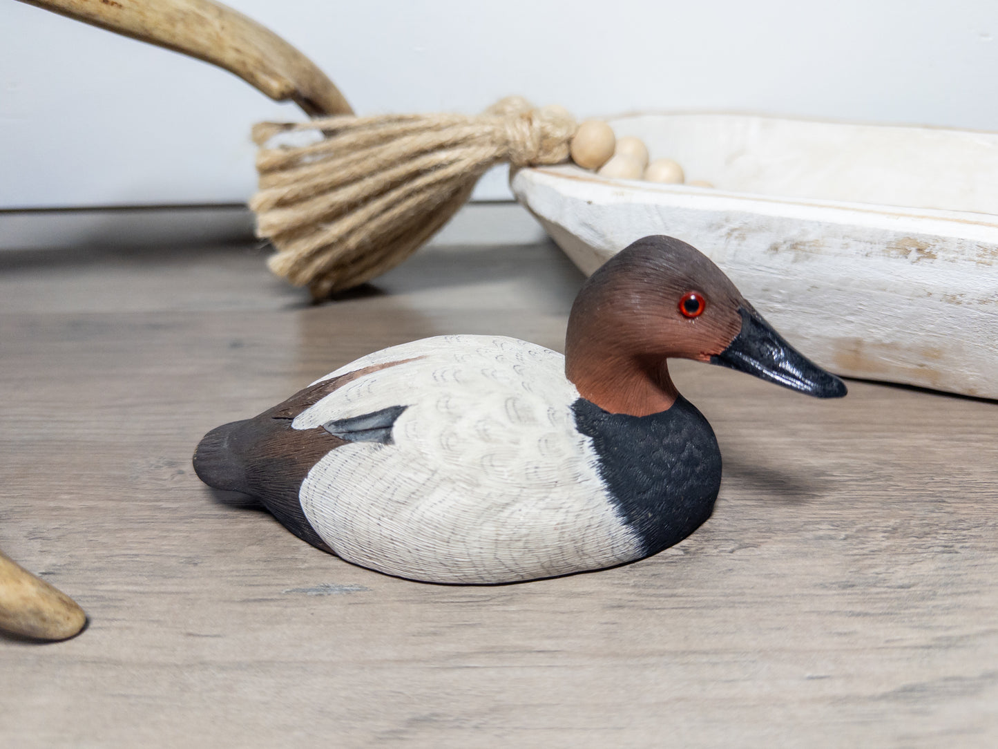 Signed W. Downs Redhead Drake Duck Decoy – 1985 American Wildlife Collection