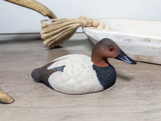 Signed W. Downs Redhead Drake Duck Decoy – 1985 American Wildlife Collection
