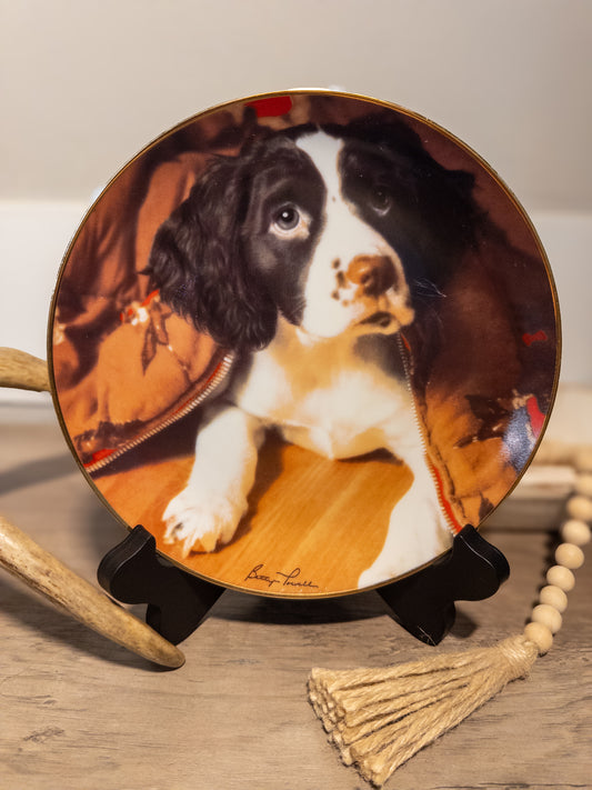 Franklin Mint Wake Up Call Springer Spaniel Plate Limited Edition