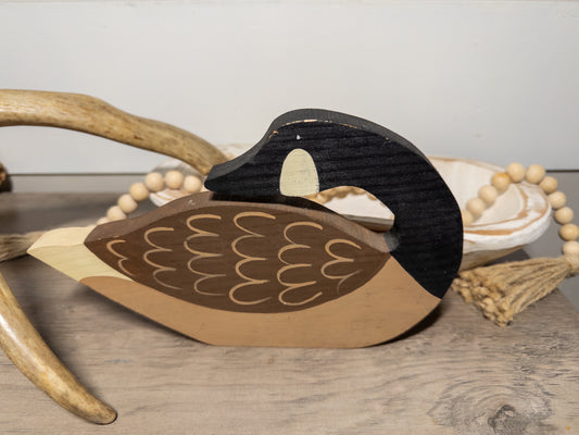 Primitive Wooden Mallard Duck Shelf Sitter – Rustic Cabin & Farmhouse Decor