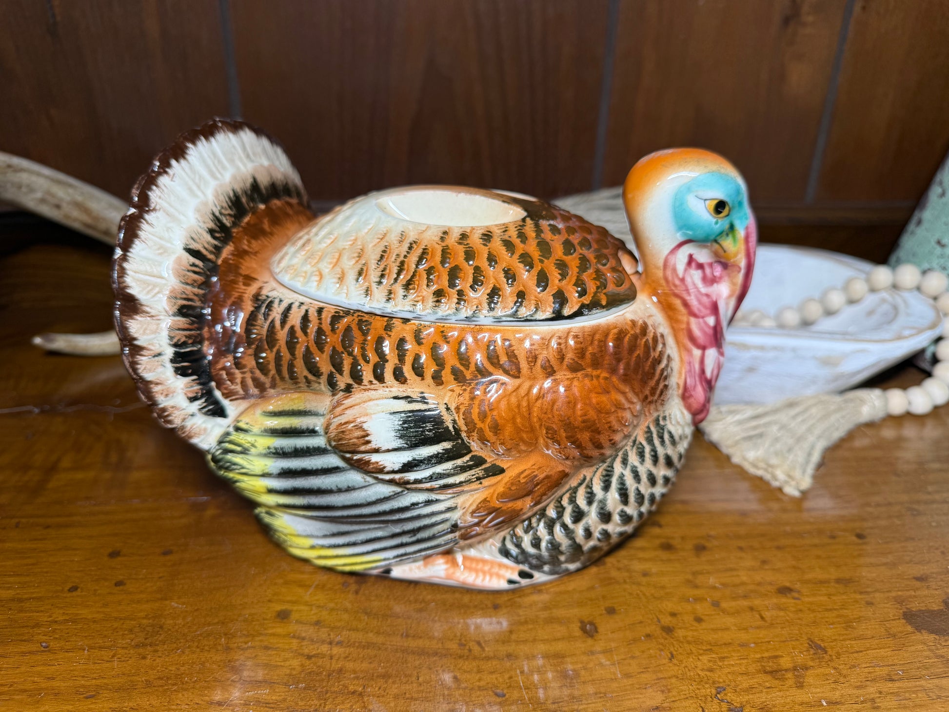Vintage Moriyama Japan ceramic turkey candy jar with a covered dish and animal design by Wild Feathered Finds.