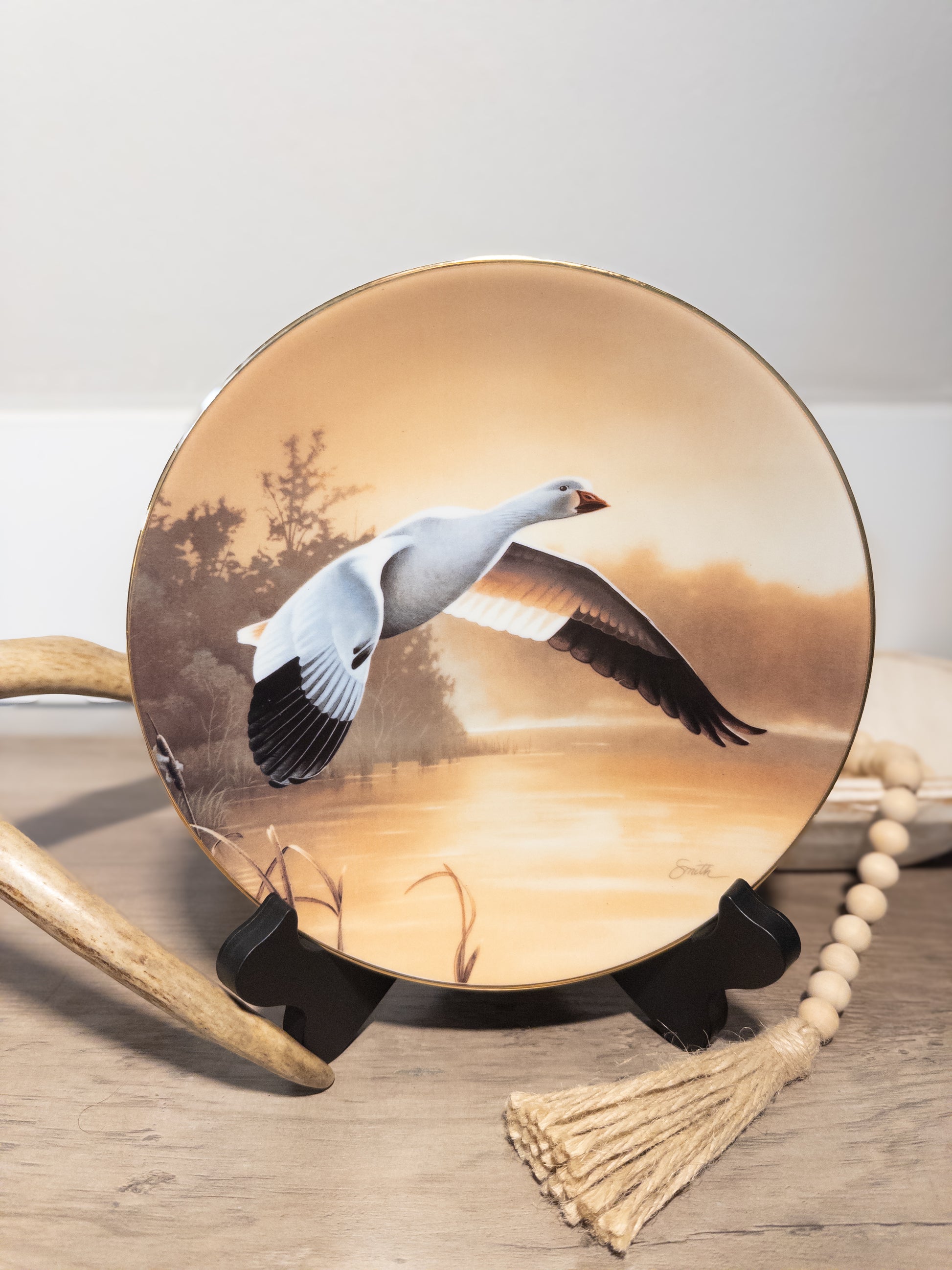 Snow Goose Federal Duck Stamp Plate 1991 by Daniel Smith and W.S. George, featuring detailed artwork of a snow goose.