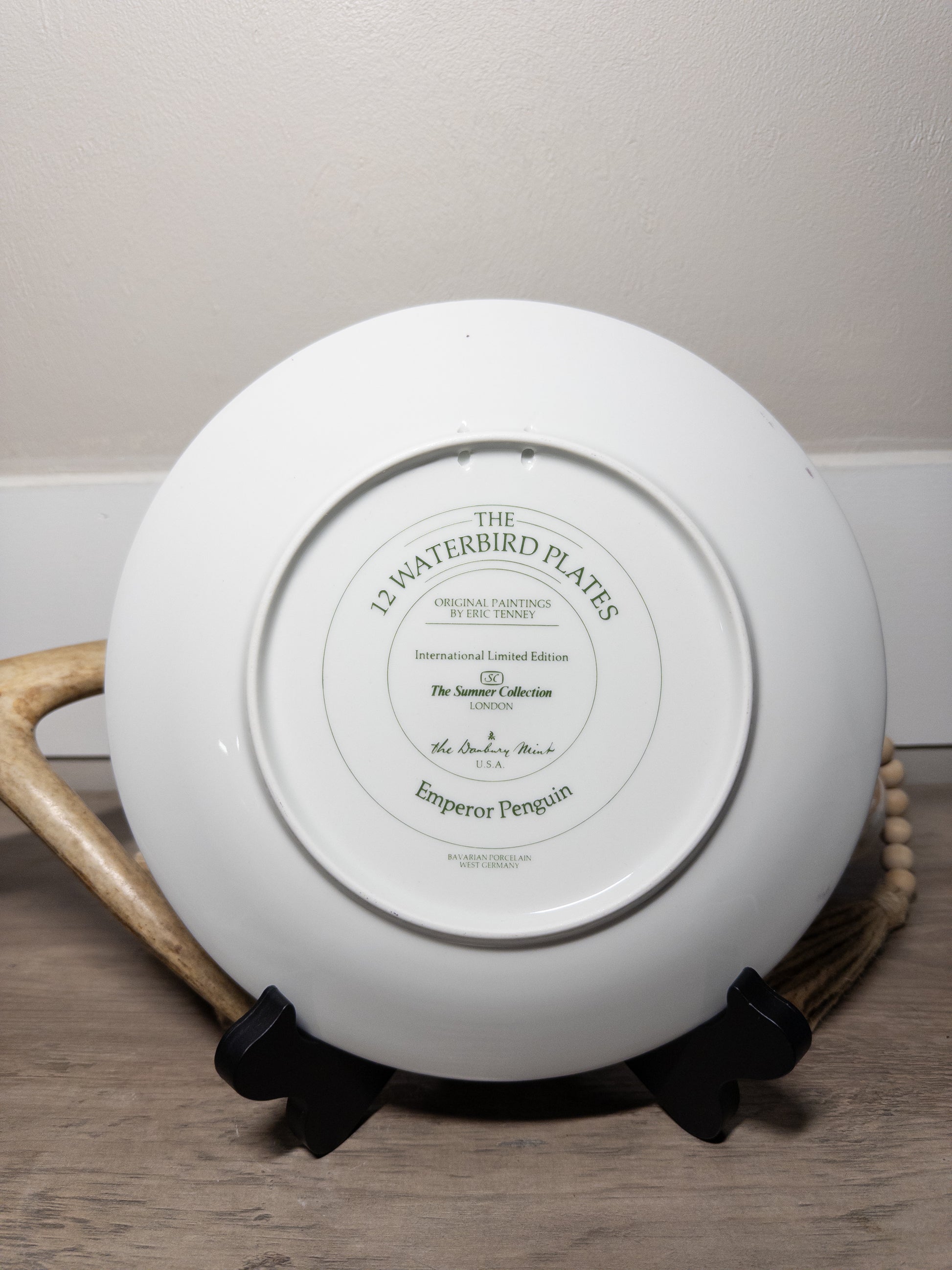 Danbury Mint 12 Waterbird Plates featuring the Emperor Penguin, a 9.5-inch limited edition porcelain plate by Wild Feathered Finds